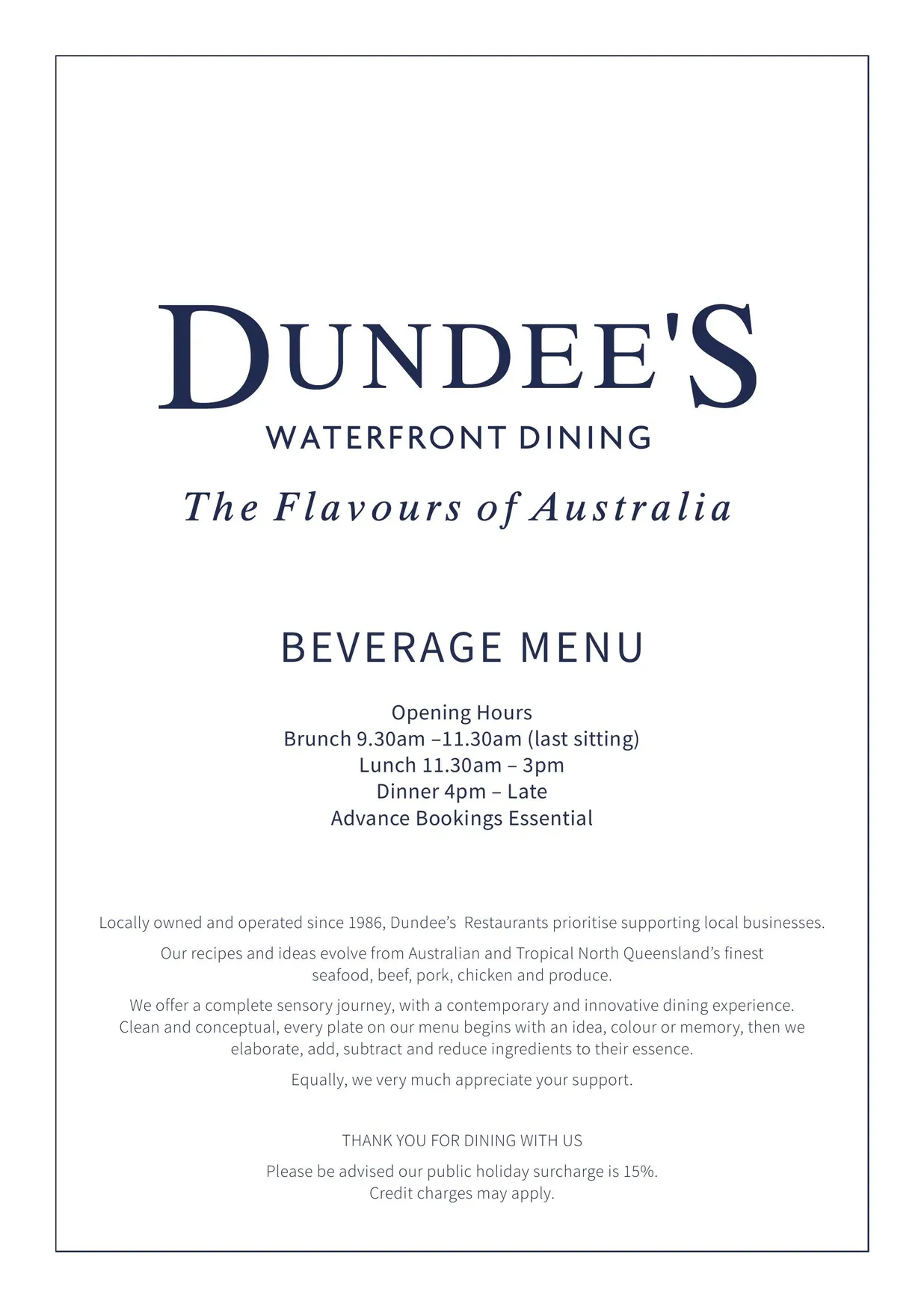 Dundee's on the Waterfront menu, page 12