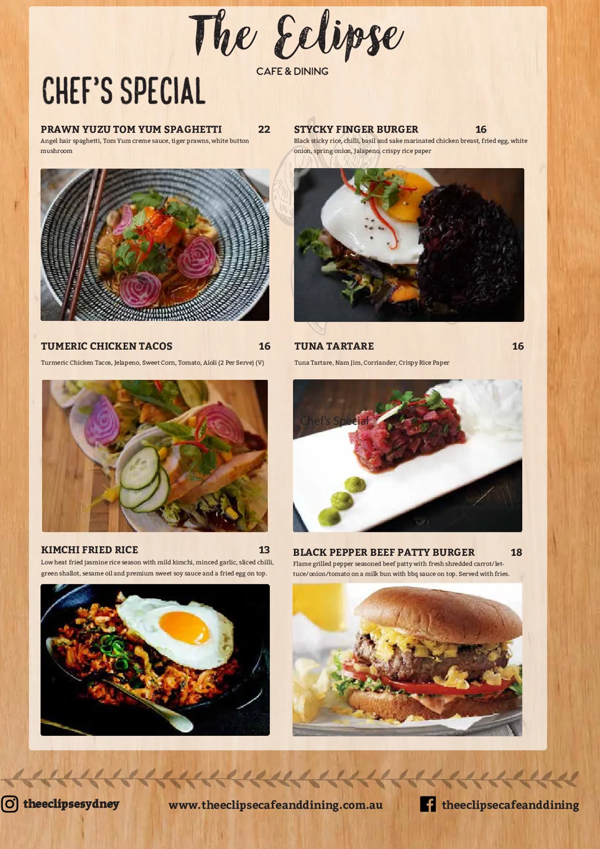 The Eclipse Cafe & Dining menu, page 11