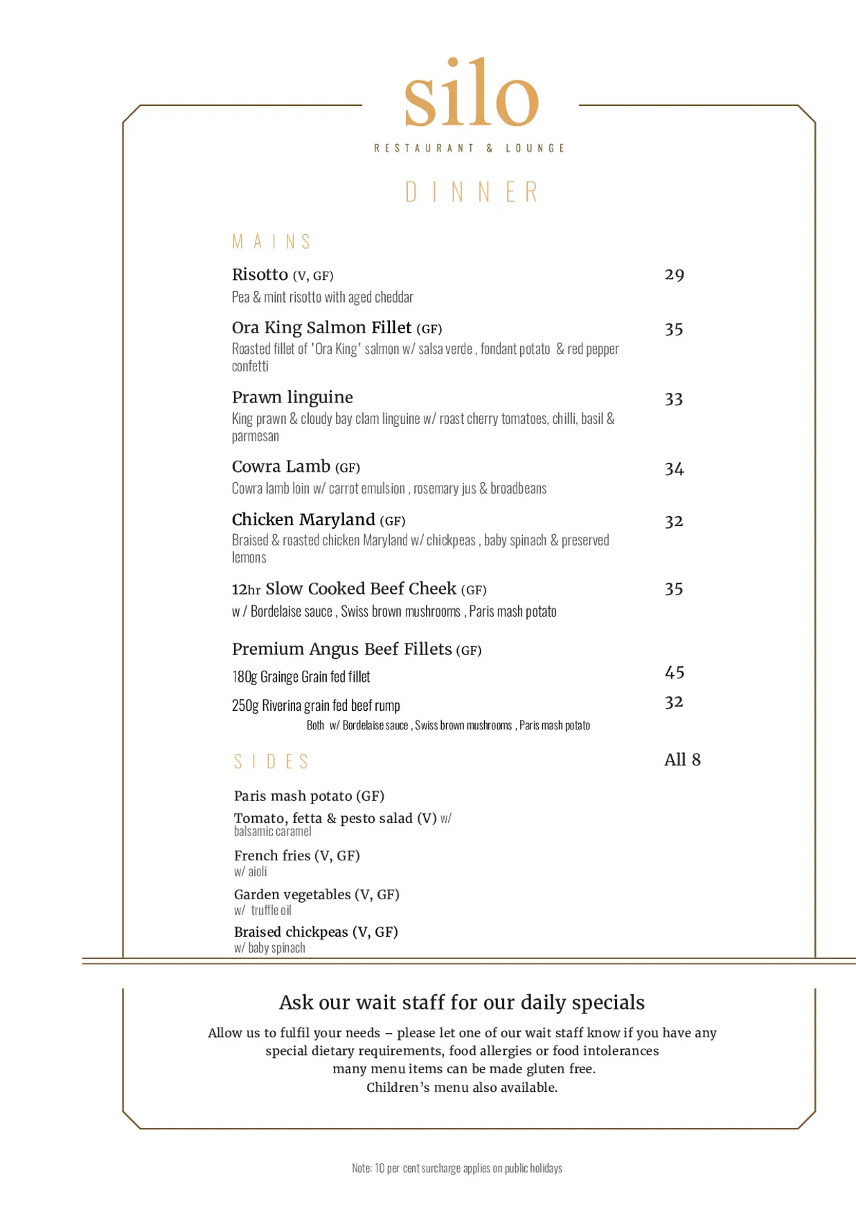 Silo Restaurant & Lounge menu, page 2