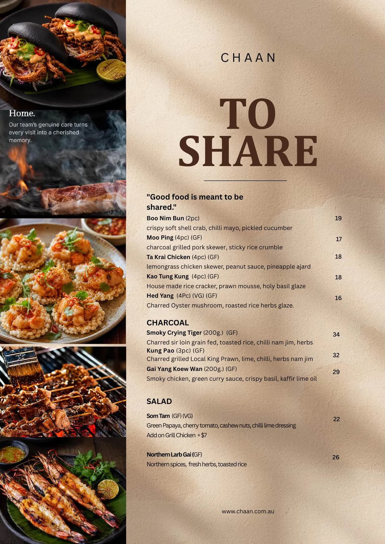 CHAAN ฉันท์ menu, page 1