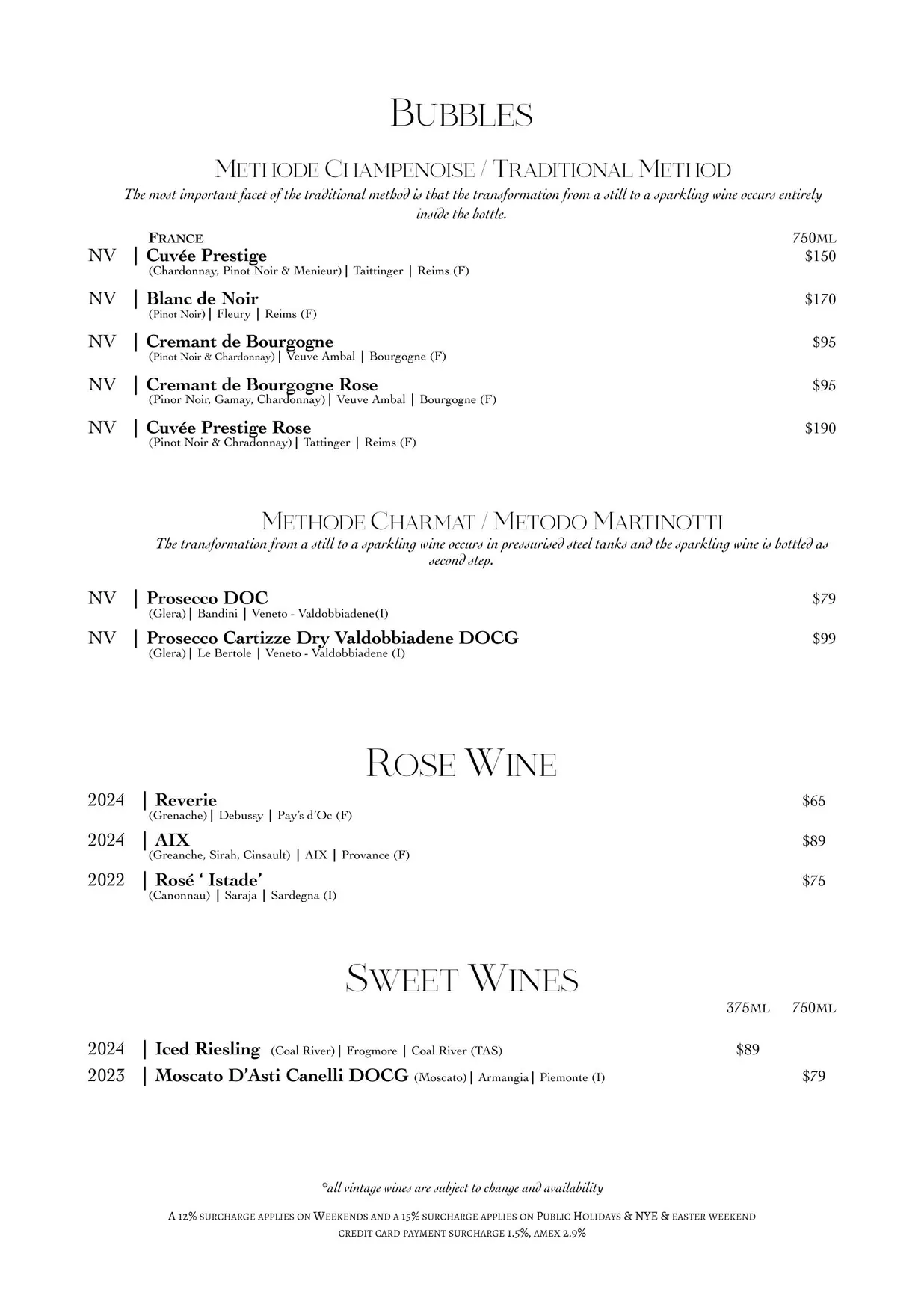 Baia The Italian menu, page 15