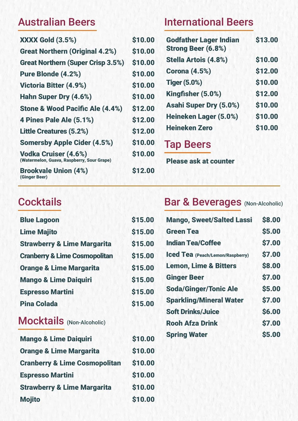 Punjabi Palace menu, page 13