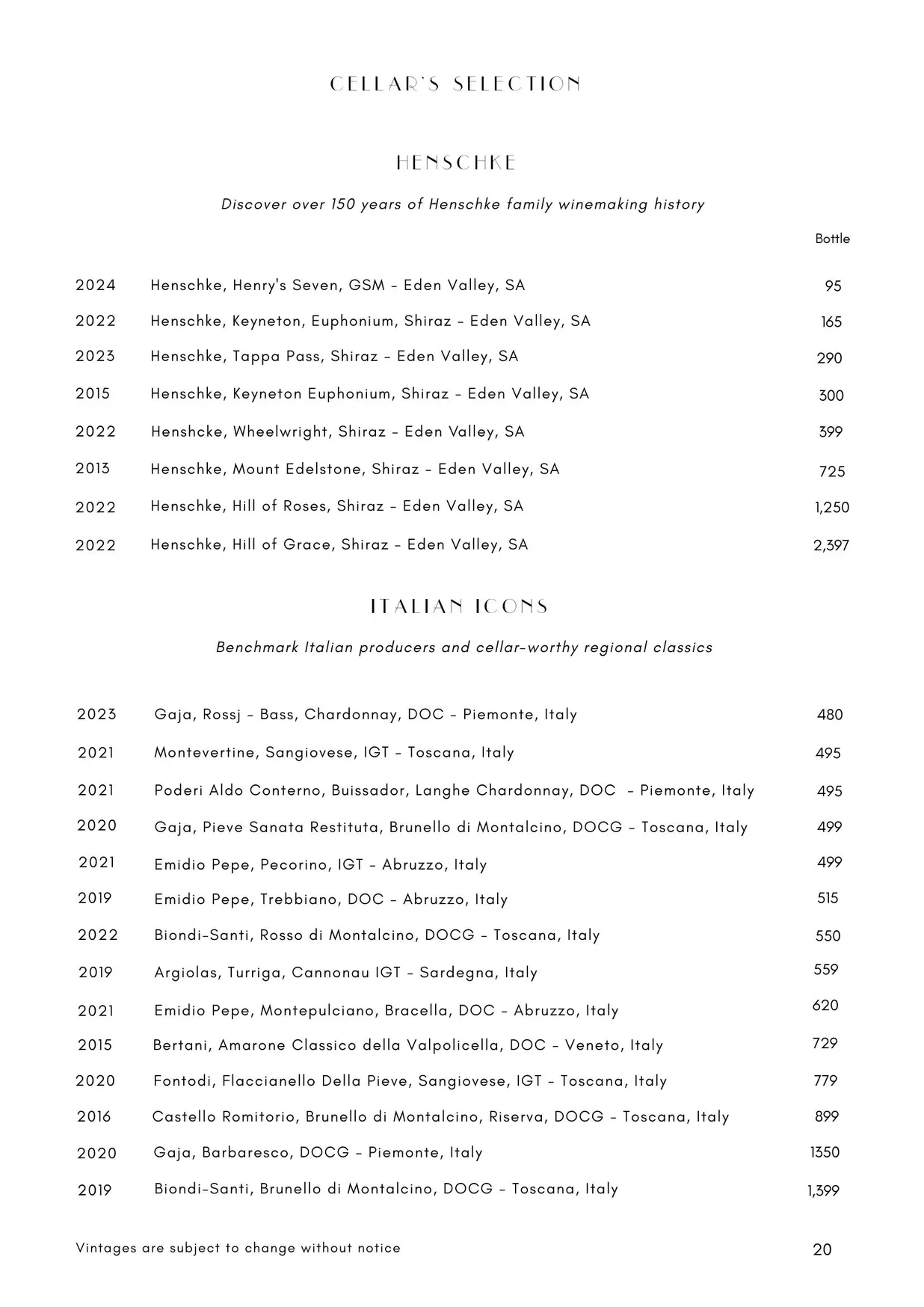 Antica menu, page 24