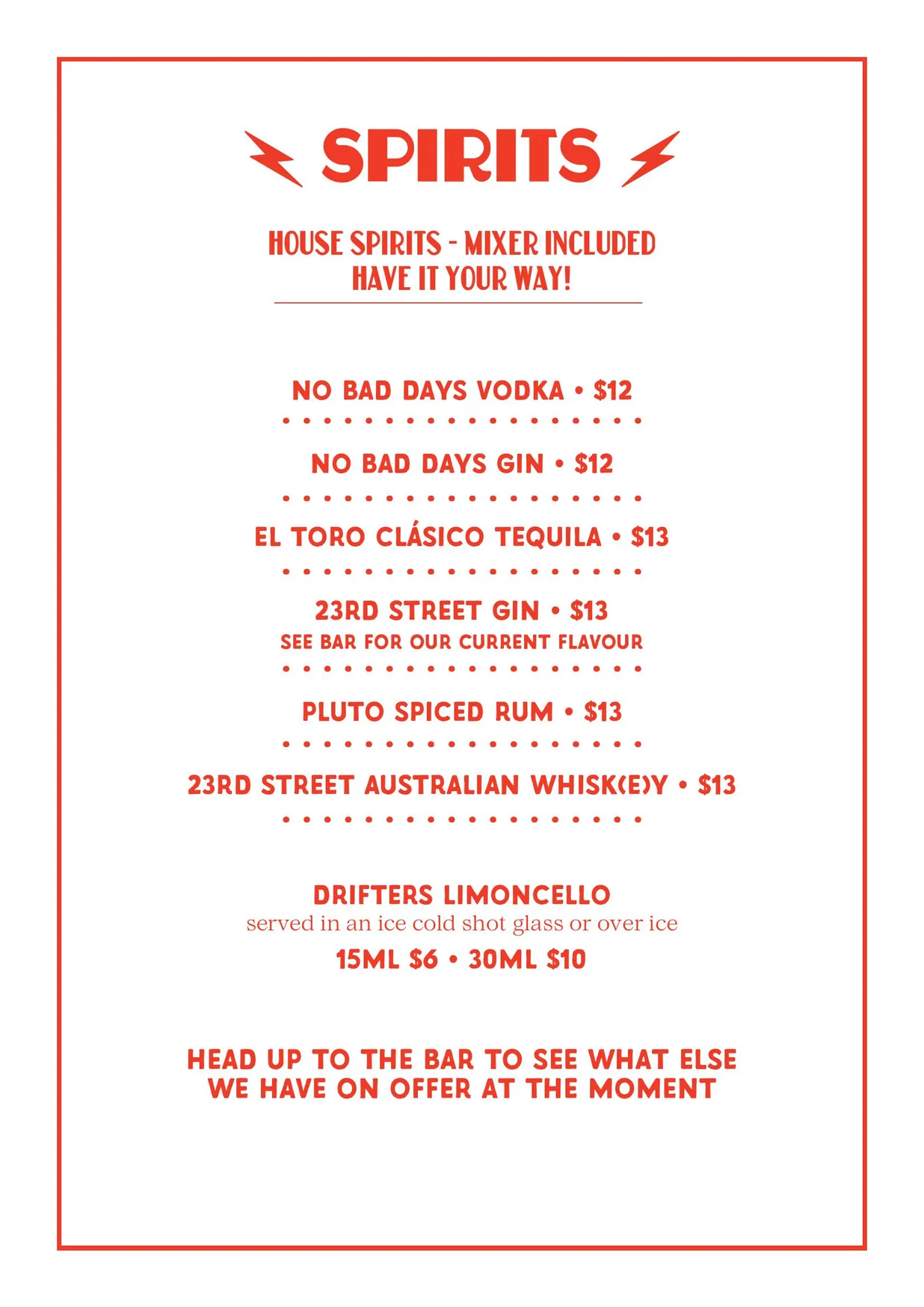 Drifter's Pizza Bar menu, page 10