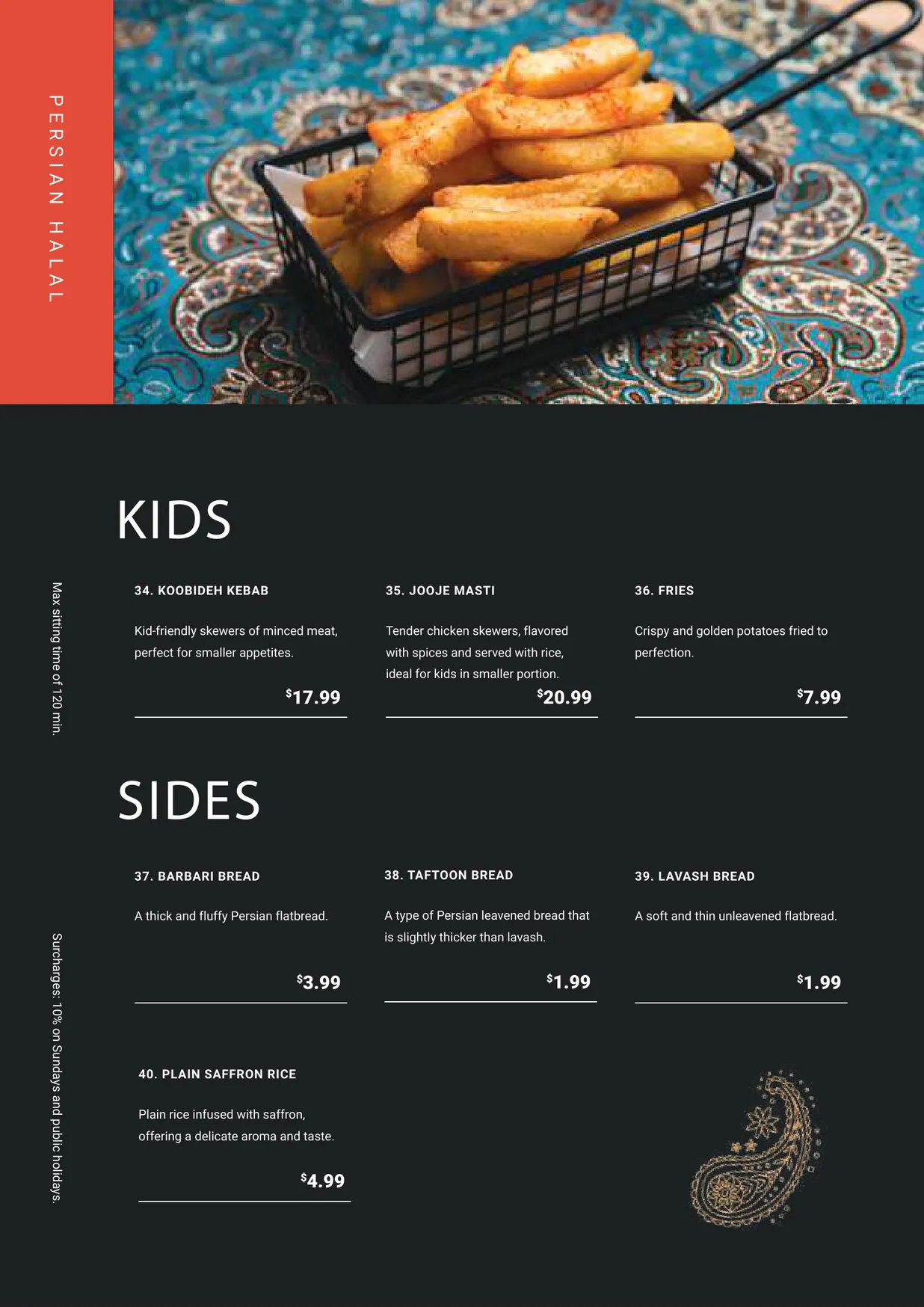 Persian Halal Restaurant menu, page 13