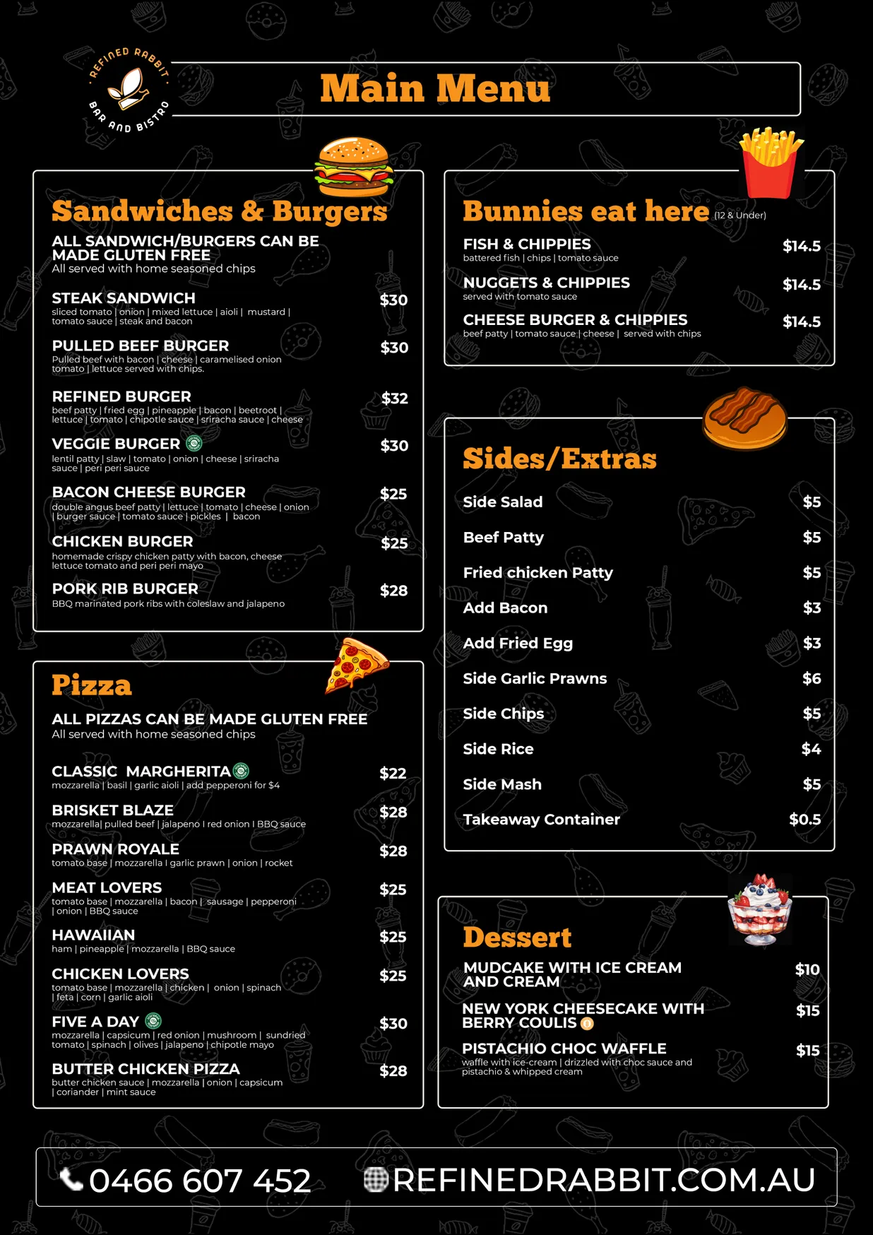 Refined Rabbit menu, page 2