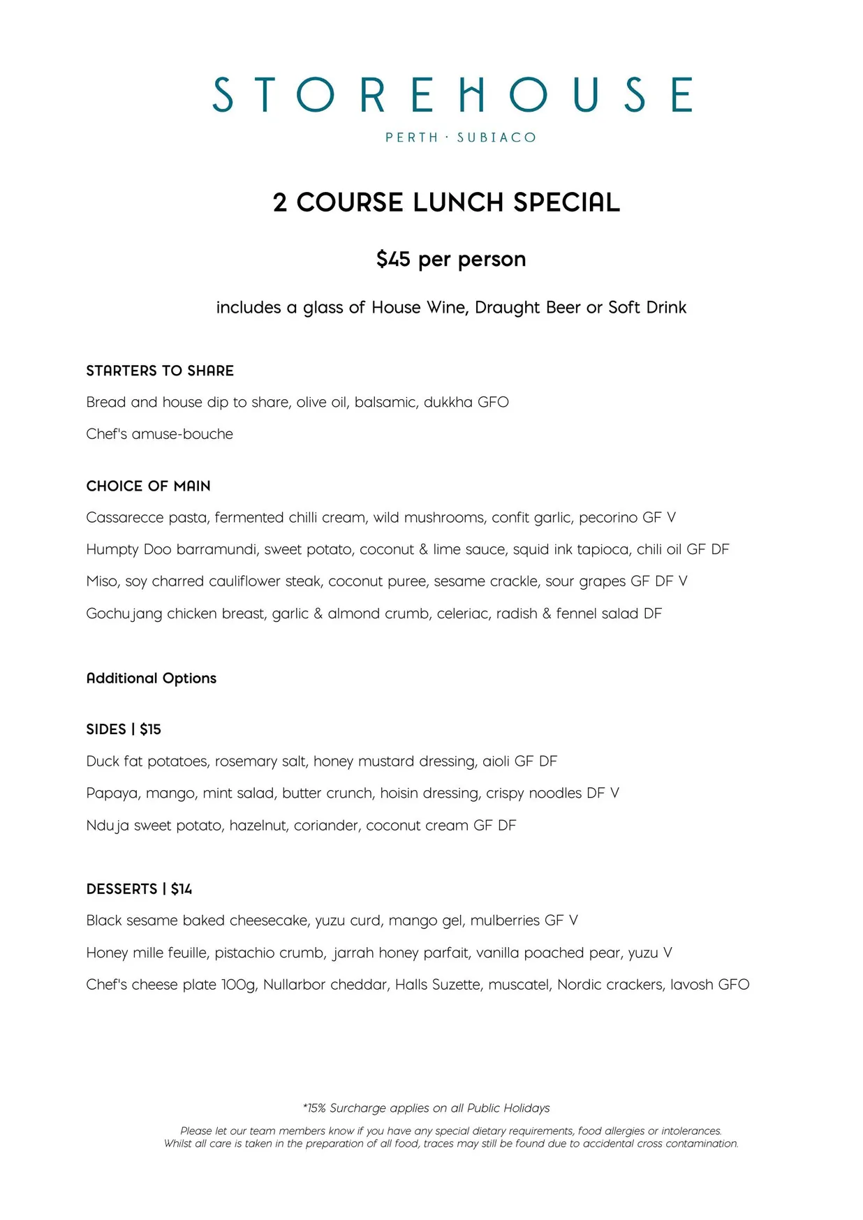 Storehouse menu, page 3