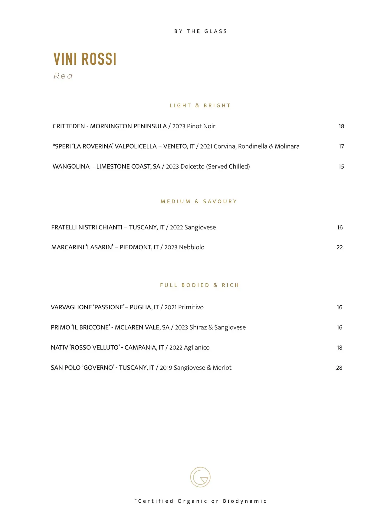 Gemelli Italian menu, page 14