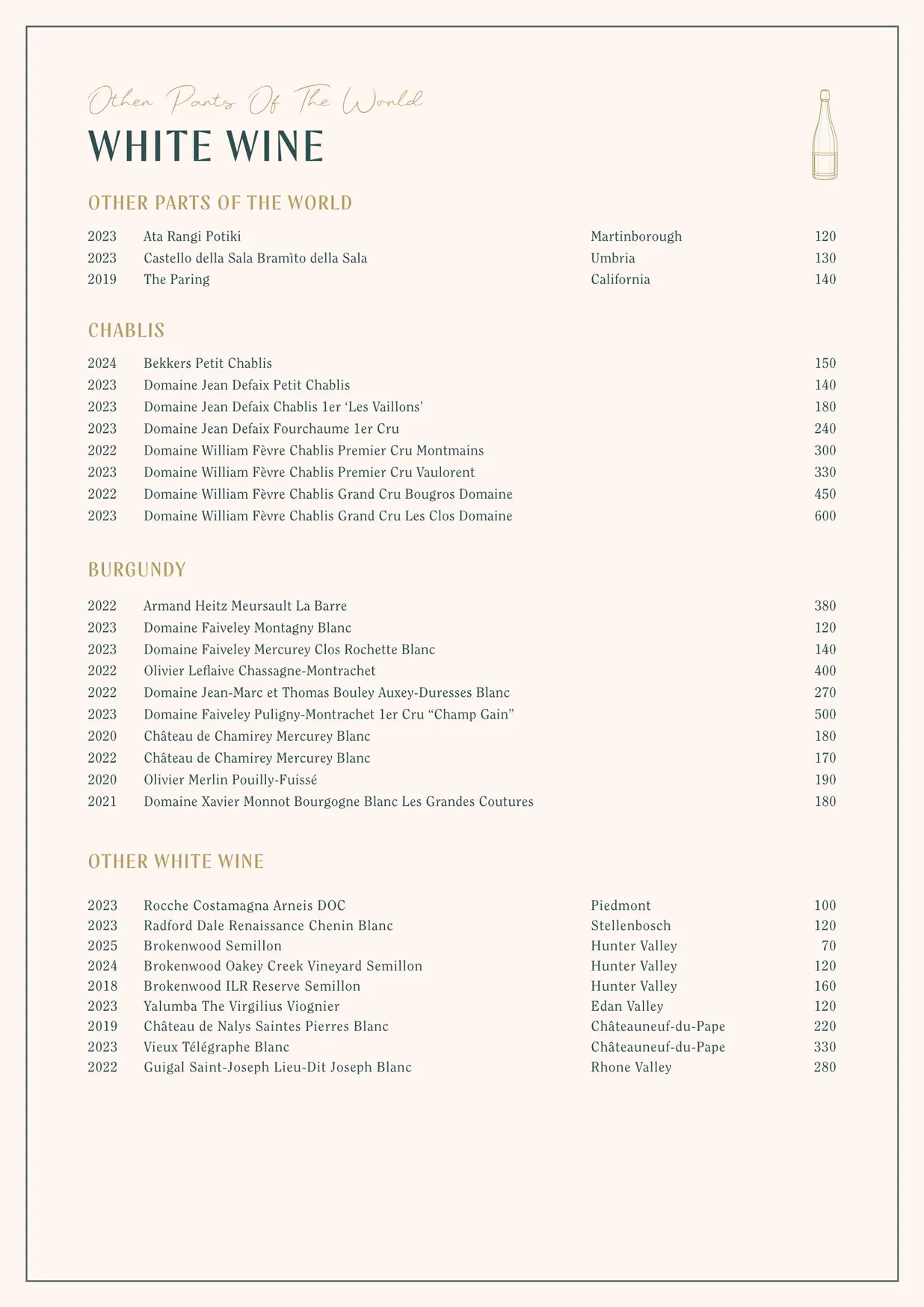 The Hideaway menu, page 10