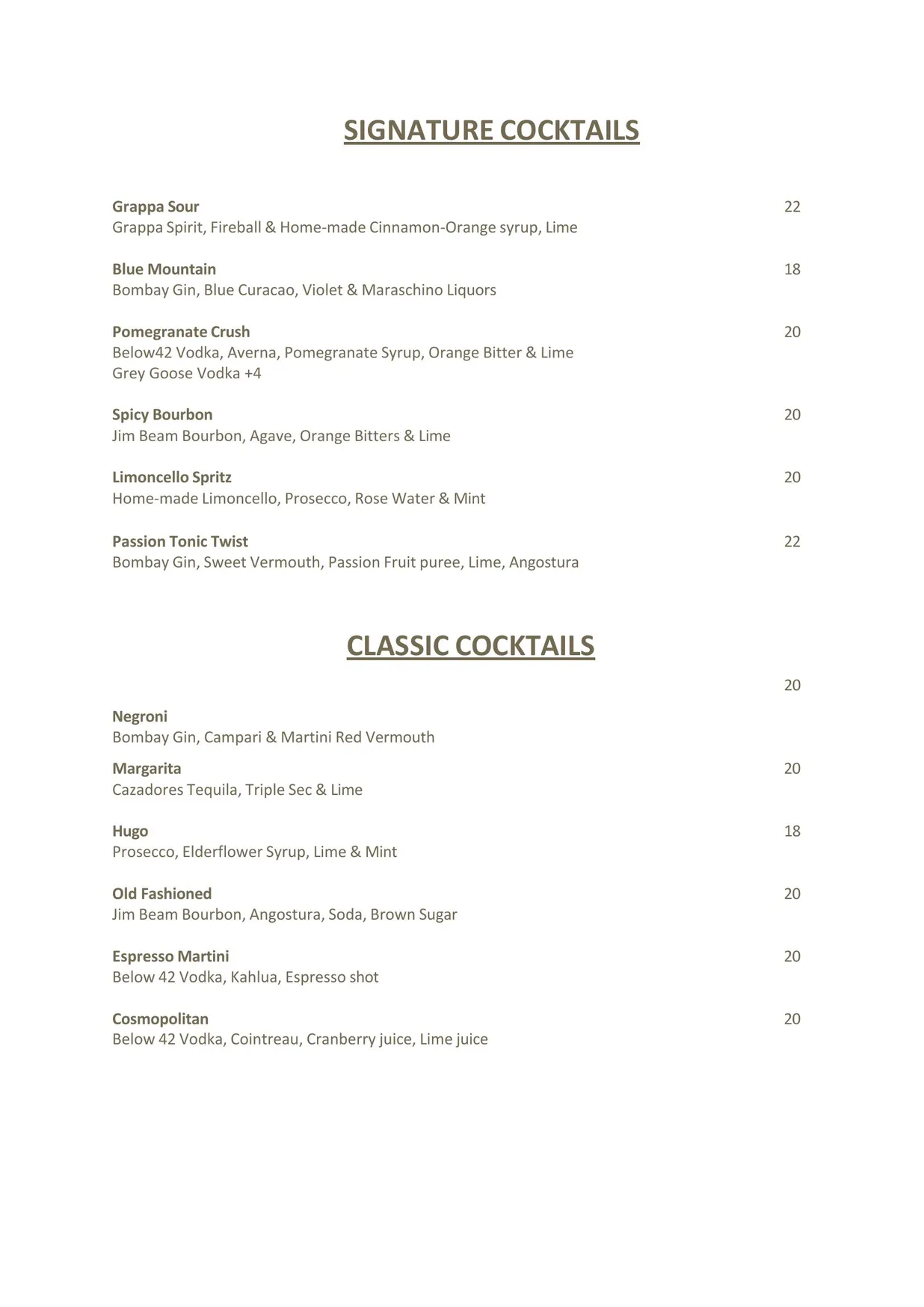 Olio Kensington Street menu, page 5