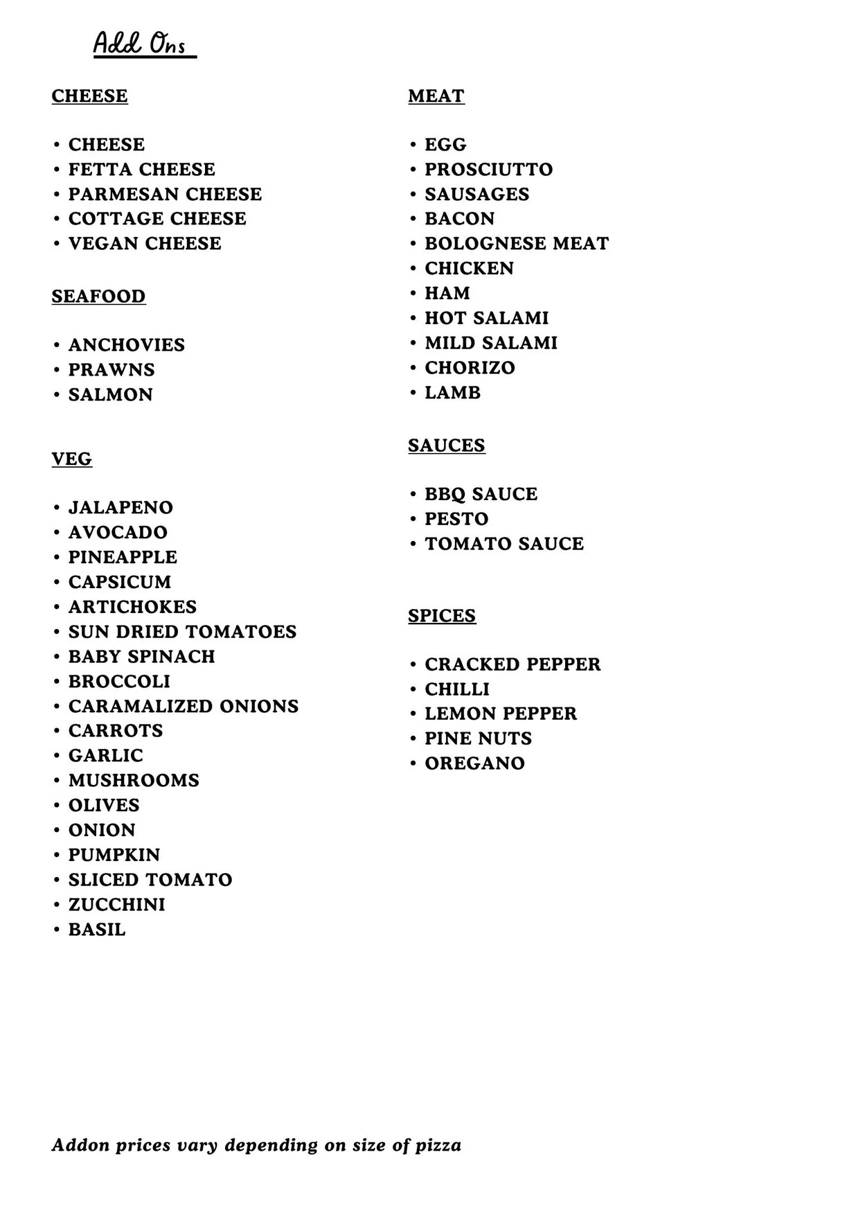 Martinellas Brighton Bay Pizza menu, page 6