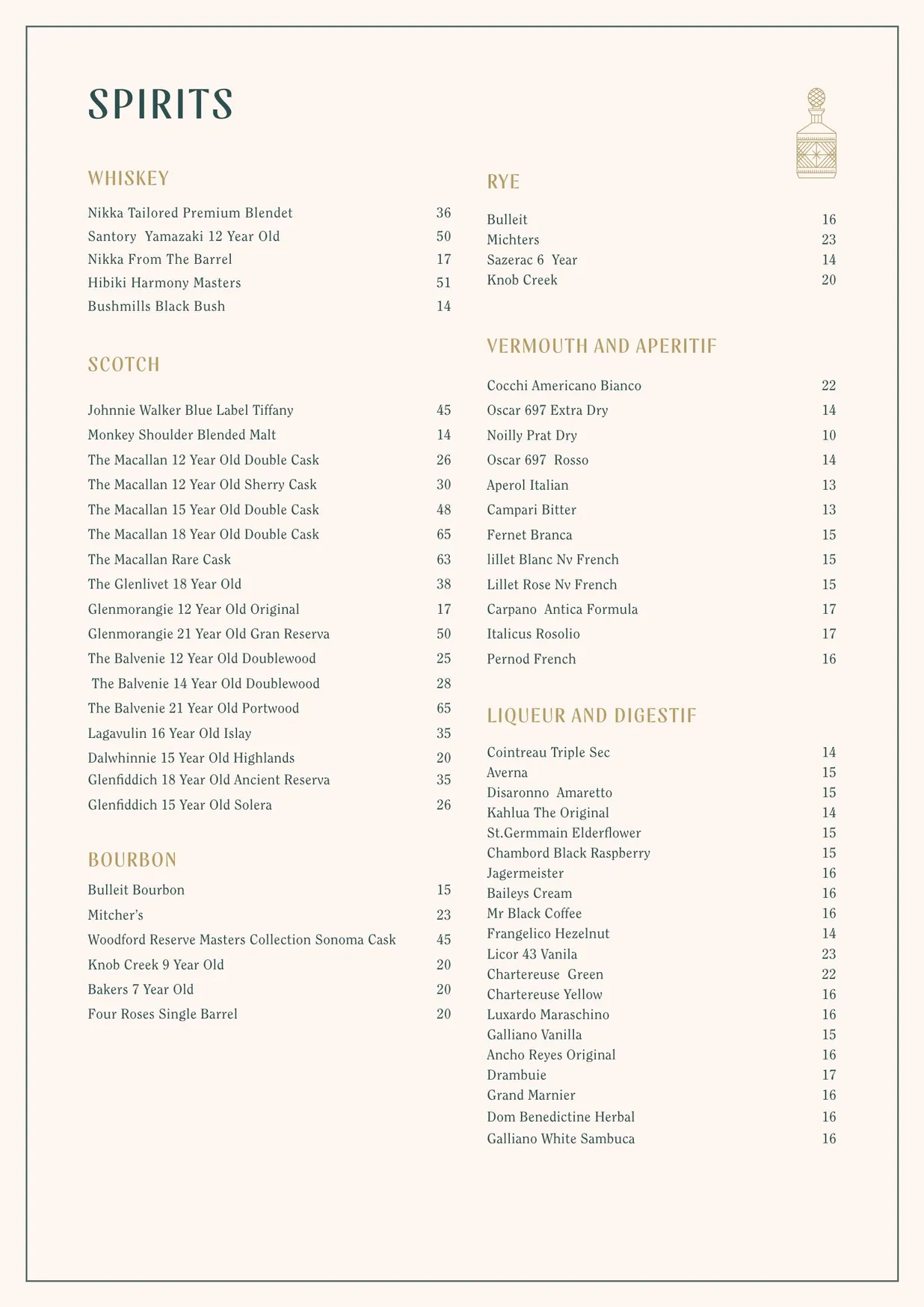 The Hideaway menu, page 17