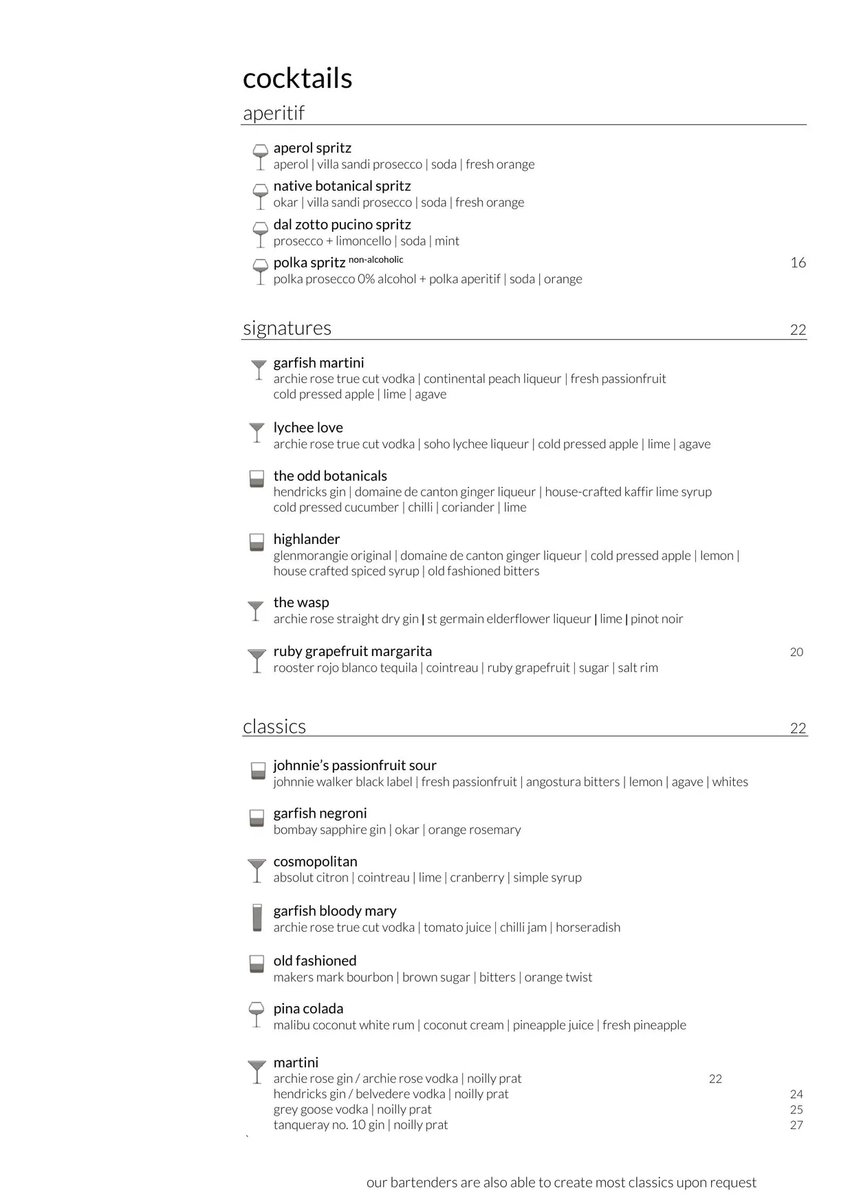 Garfish menu, page 3