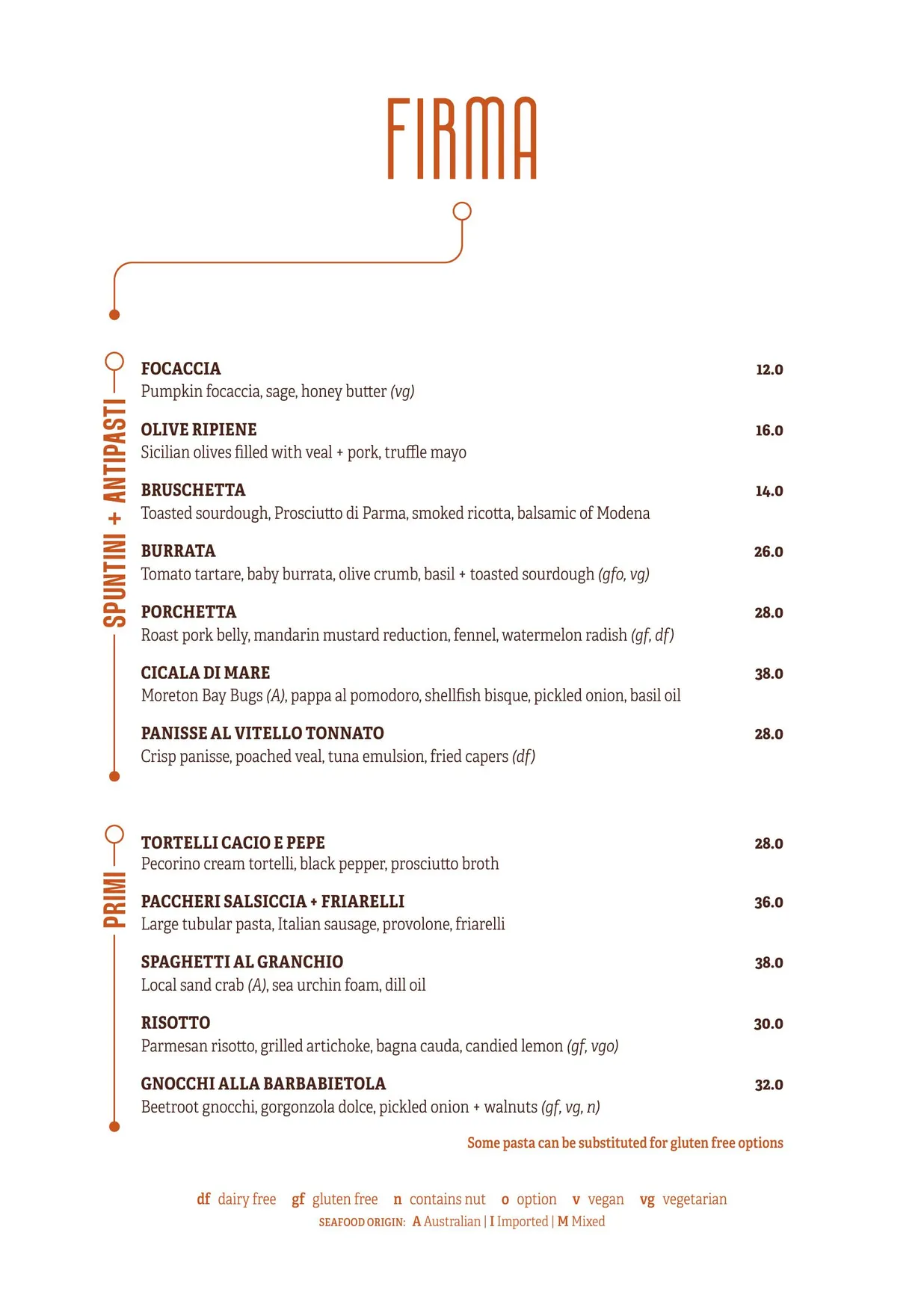 Firma Italian at the Emporium Hotel menu, page 3