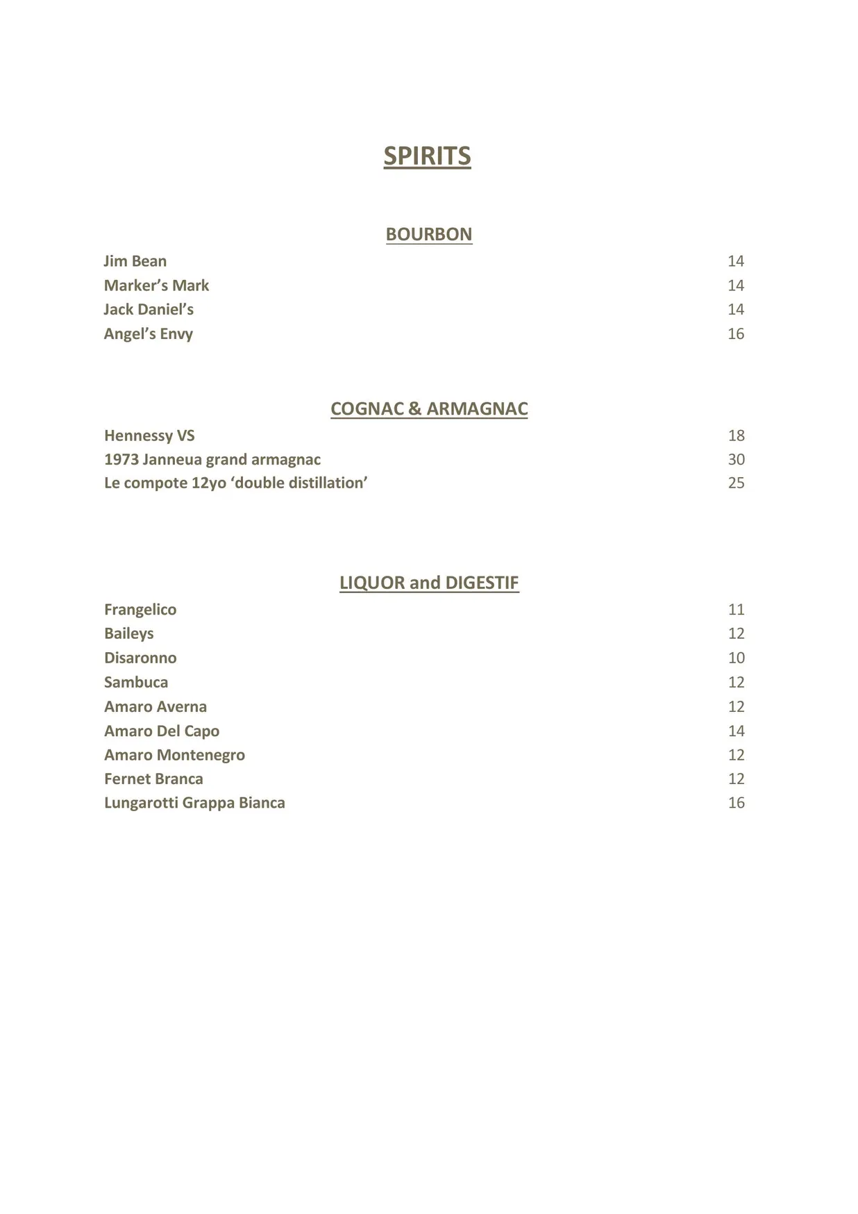 Olio Kensington Street menu, page 14