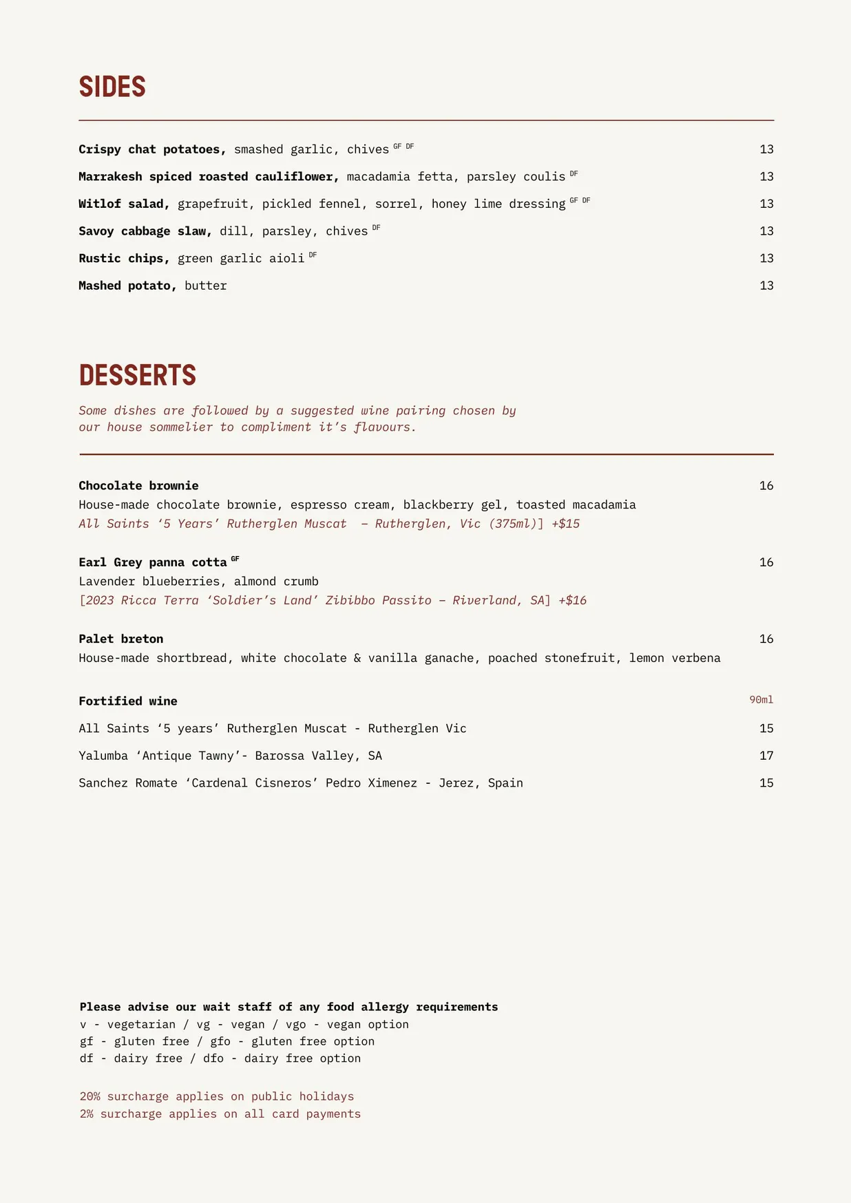 1915 menu, page 3
