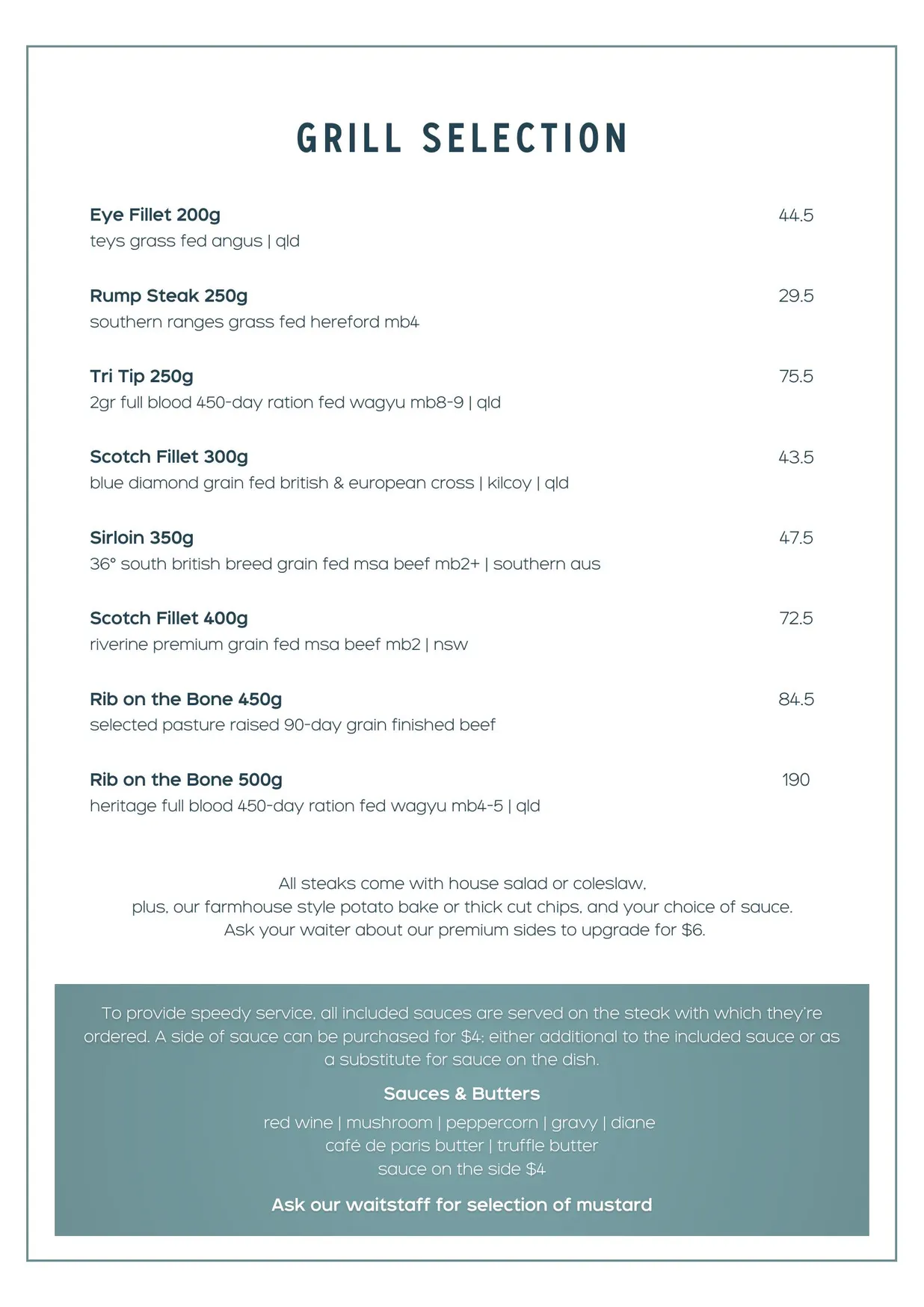 The Grill at The Broncos Club menu, page 4