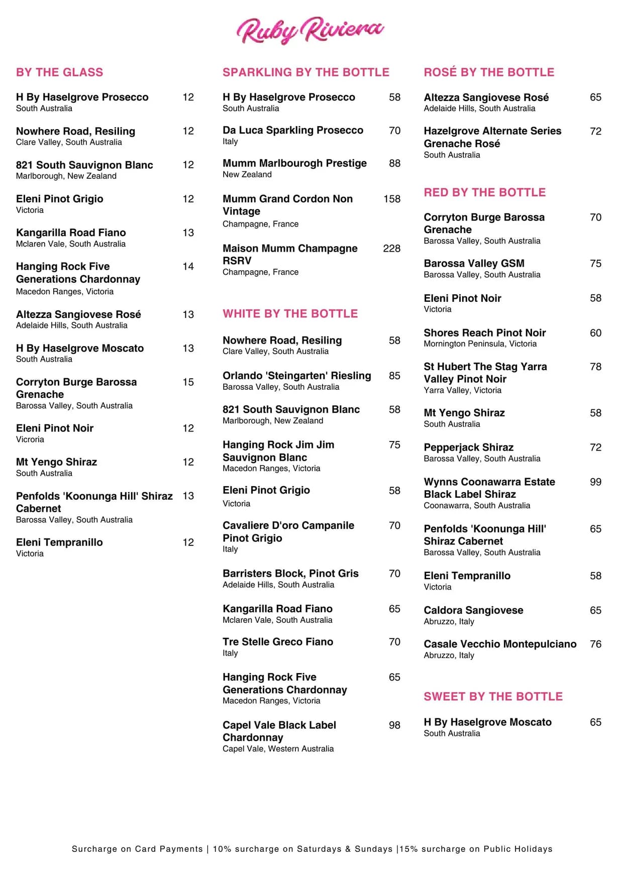 Ruby Riviera menu, page 2