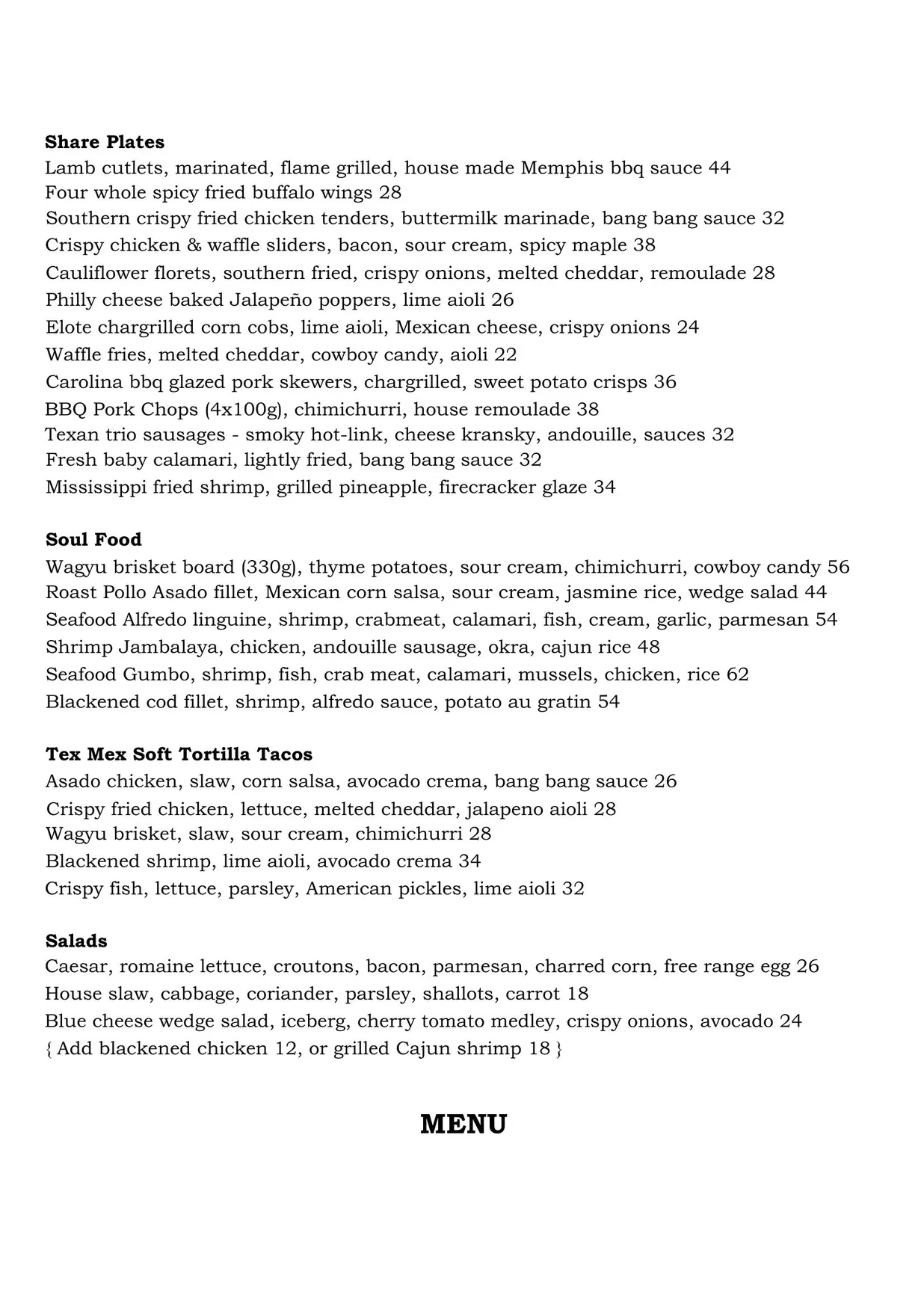 Roast Republic menu, page 2