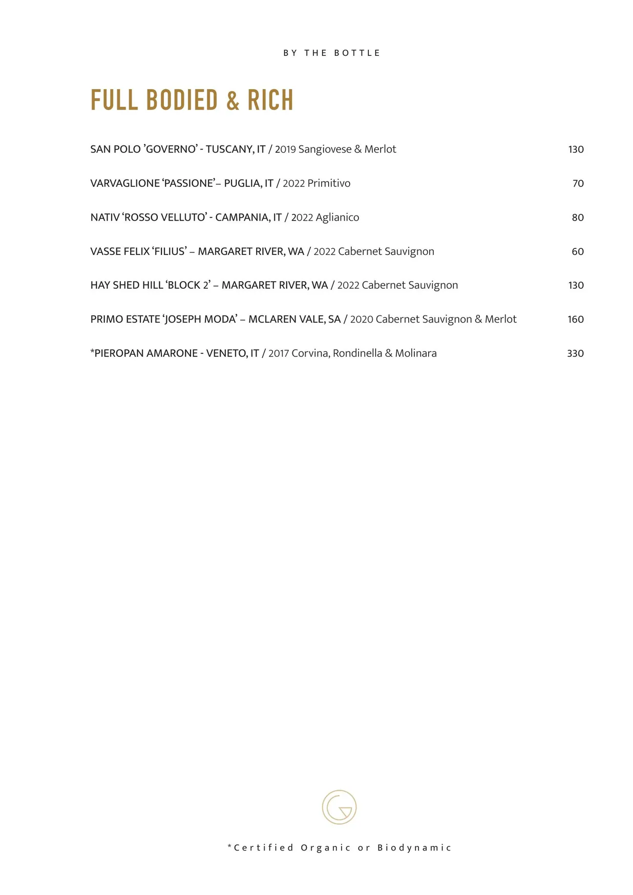Gemelli Italian menu, page 26