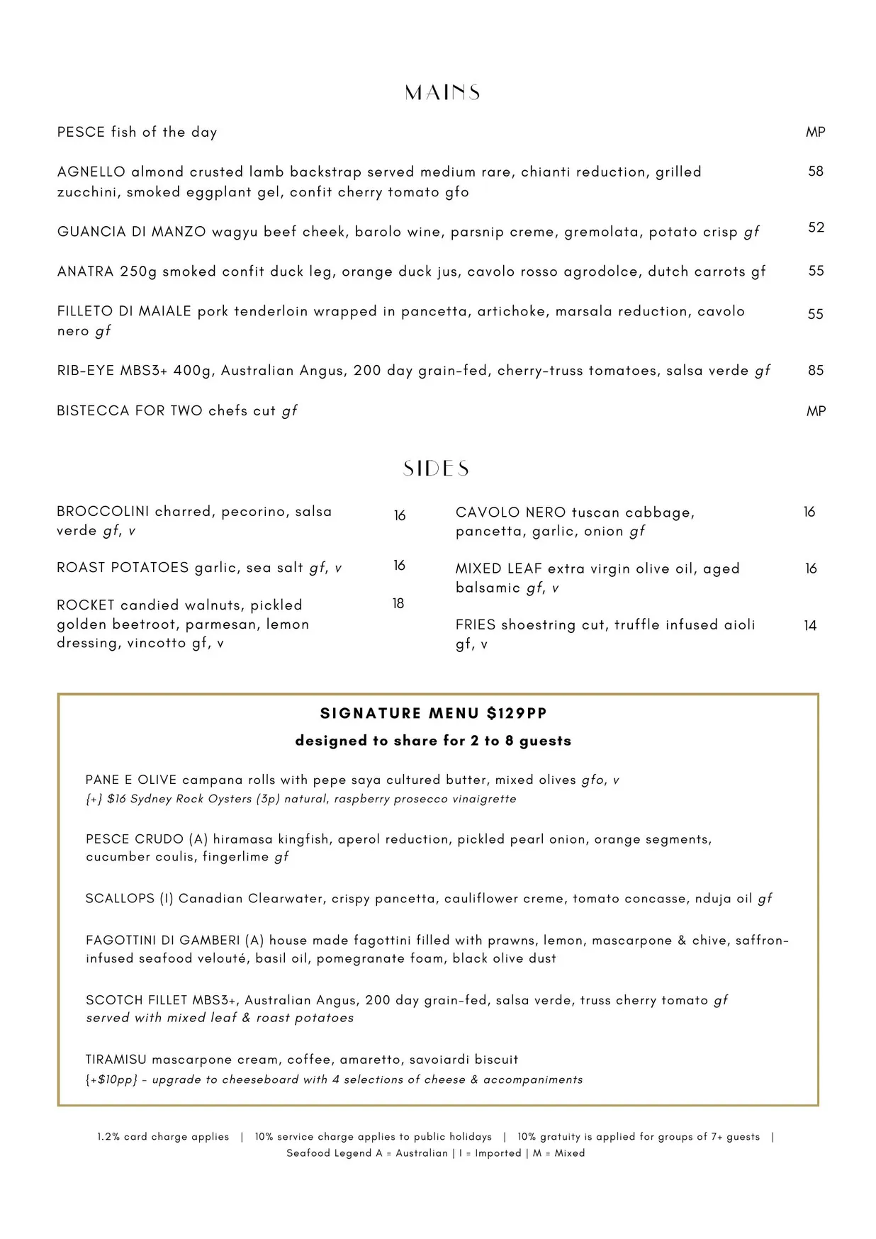 Antica menu, page 30