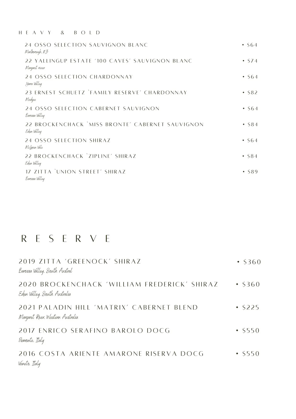 Osso Miranda menu, page 8