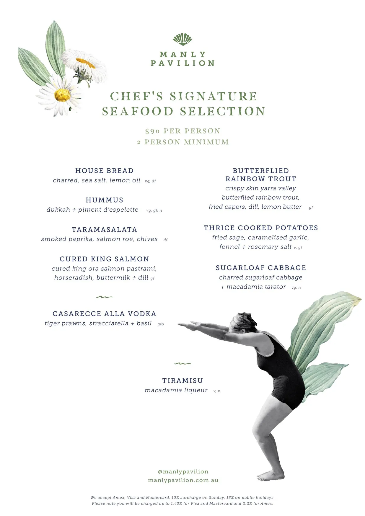 Manly Pavilion menu, page 4