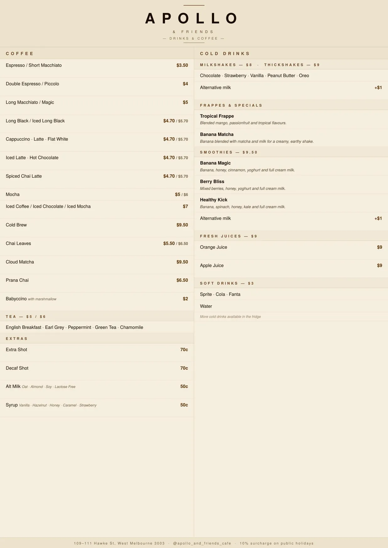 Apollo Cafe menu, page 4