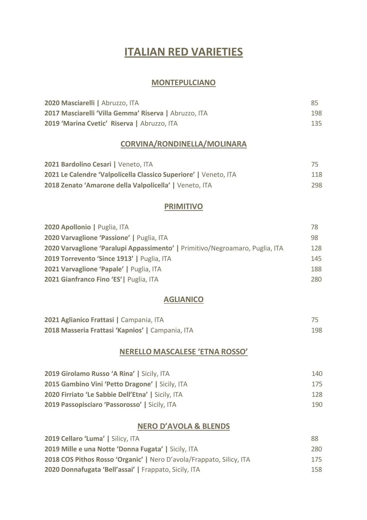 Olio Kensington Street menu, page 12