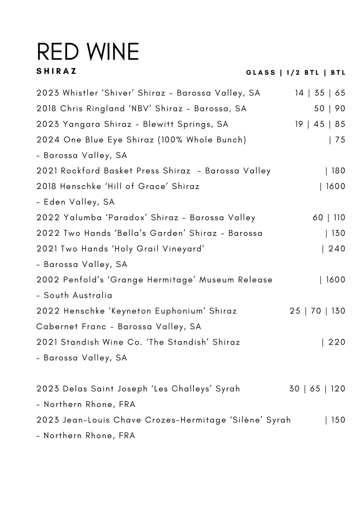 Ballet Wine Bar menu, page 13