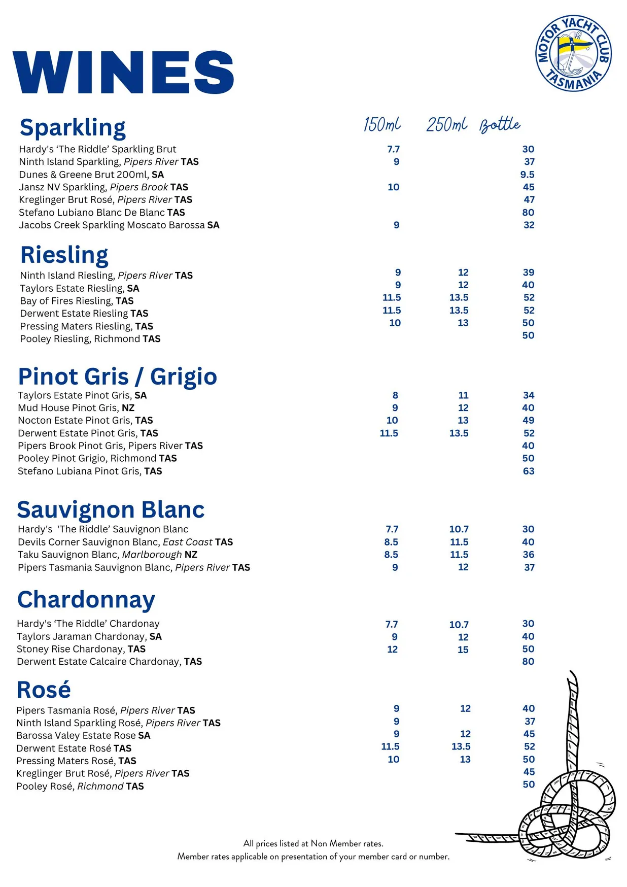 Reflections @ Motor Yacht Club of Tasmania menu, page 5