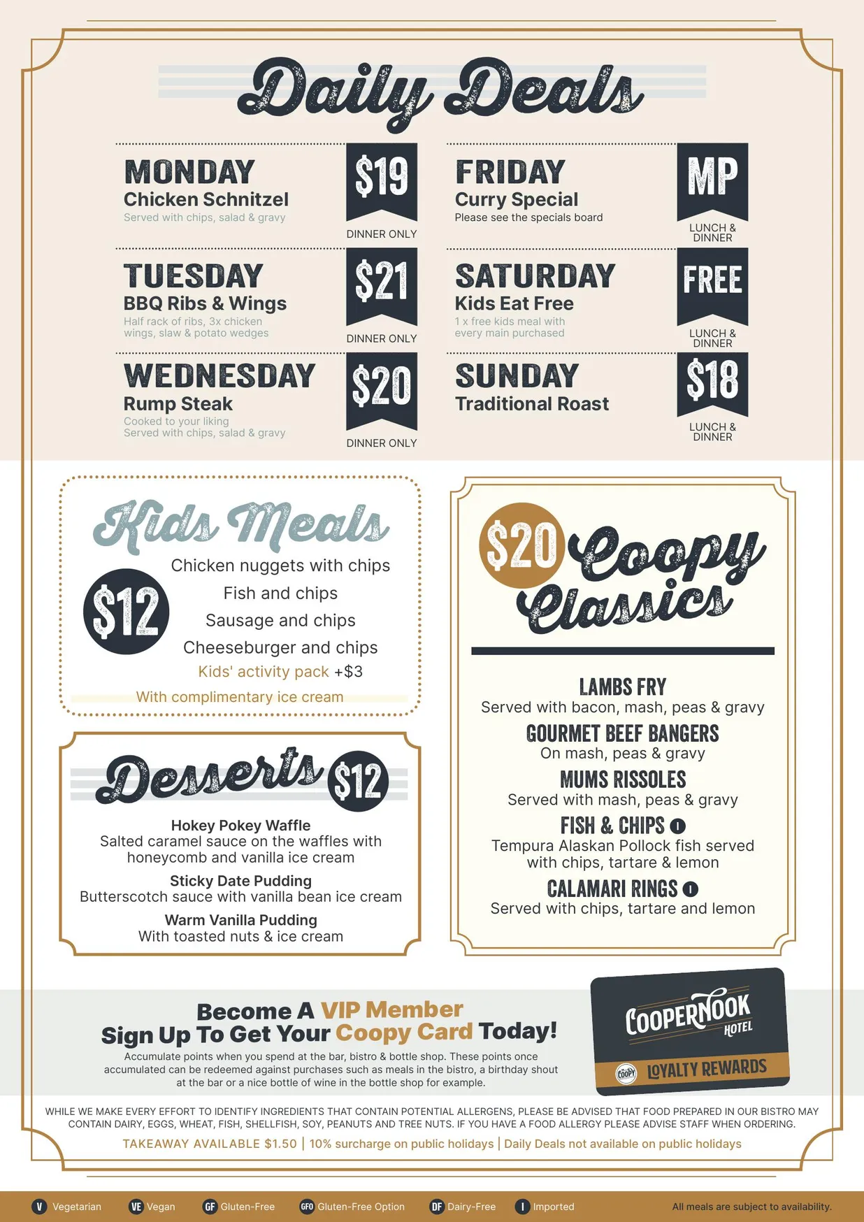Coopernook Hotel menu, page 3