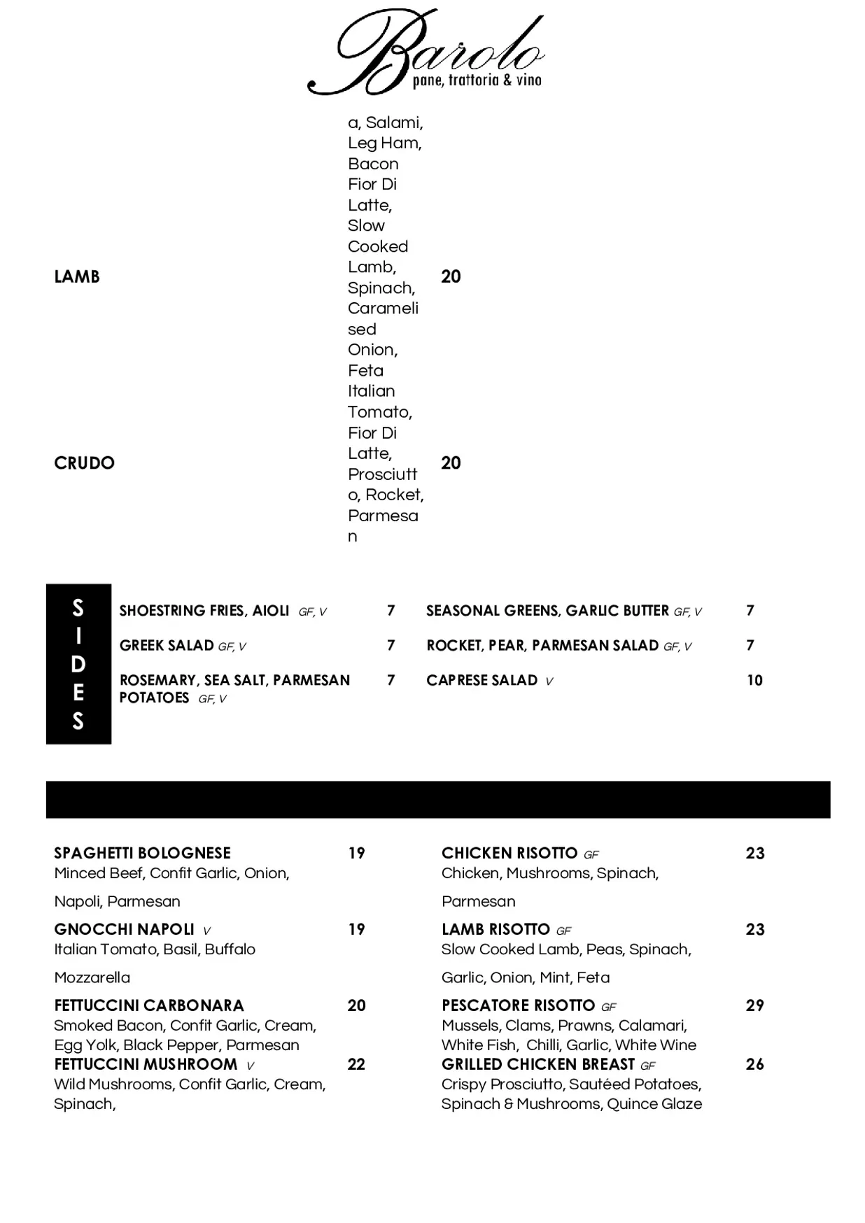 Barolo menu, page 3