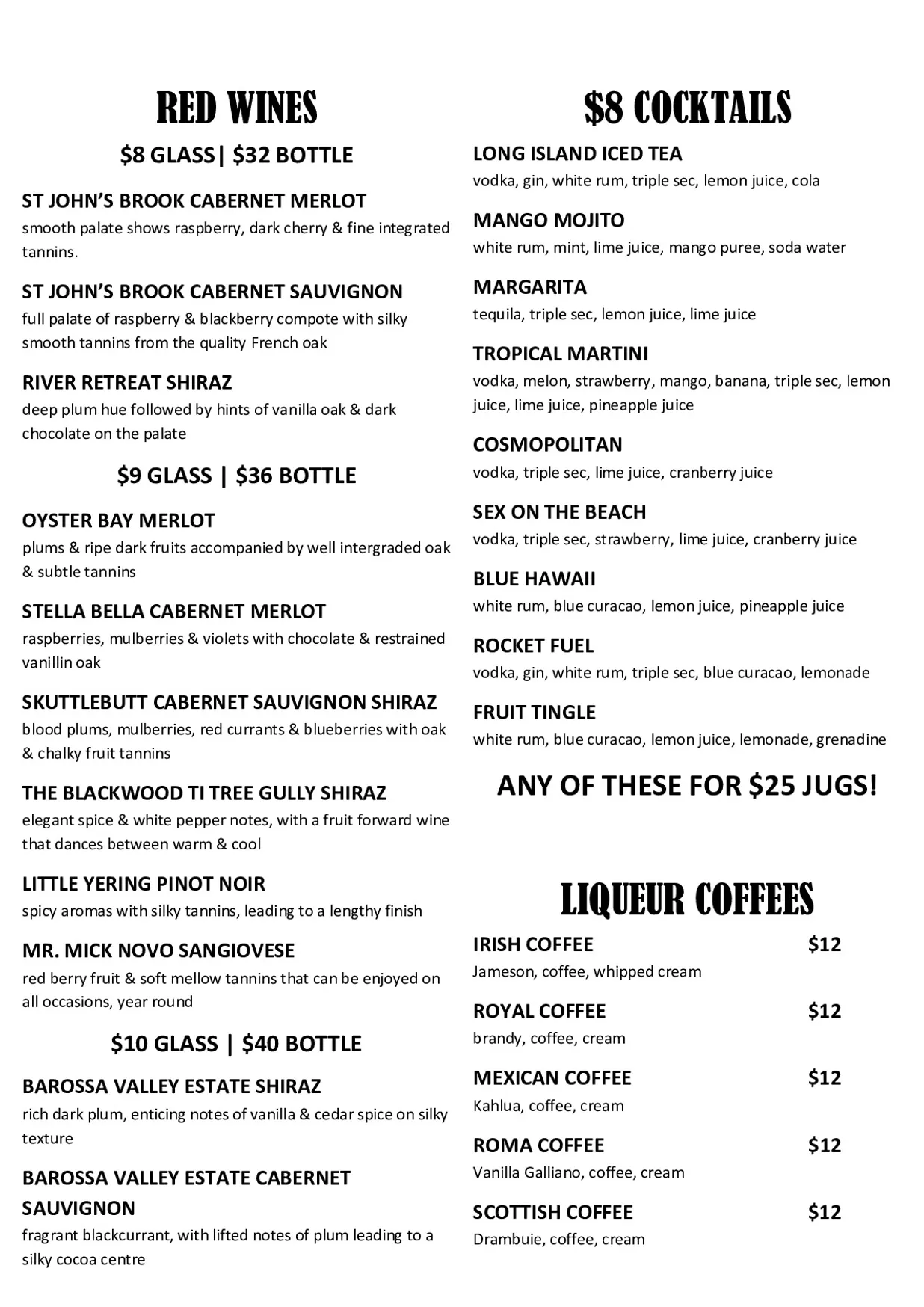 Barrelhouse Saloon & Eatery - O'Connor menu, page 6