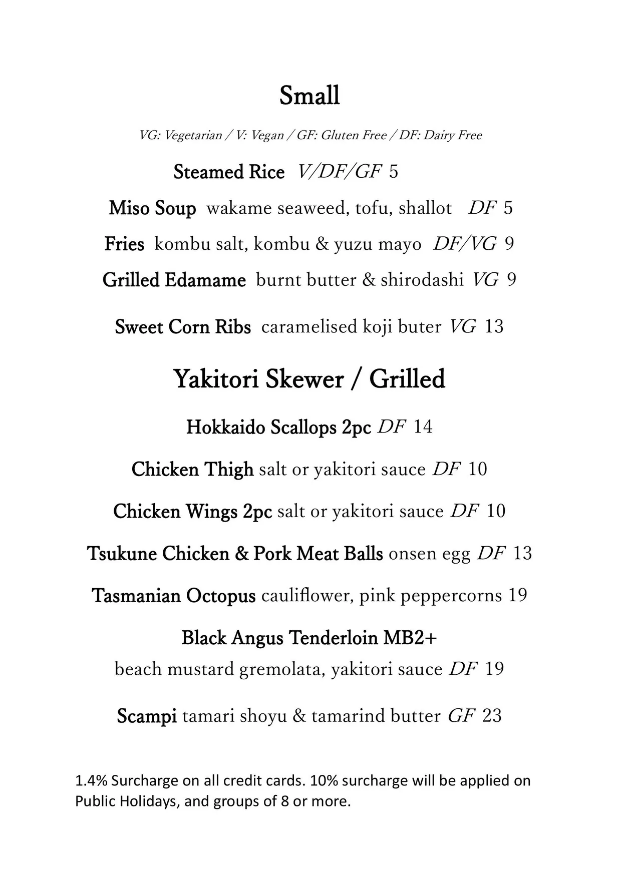 Izakaya Umina menu, page 2
