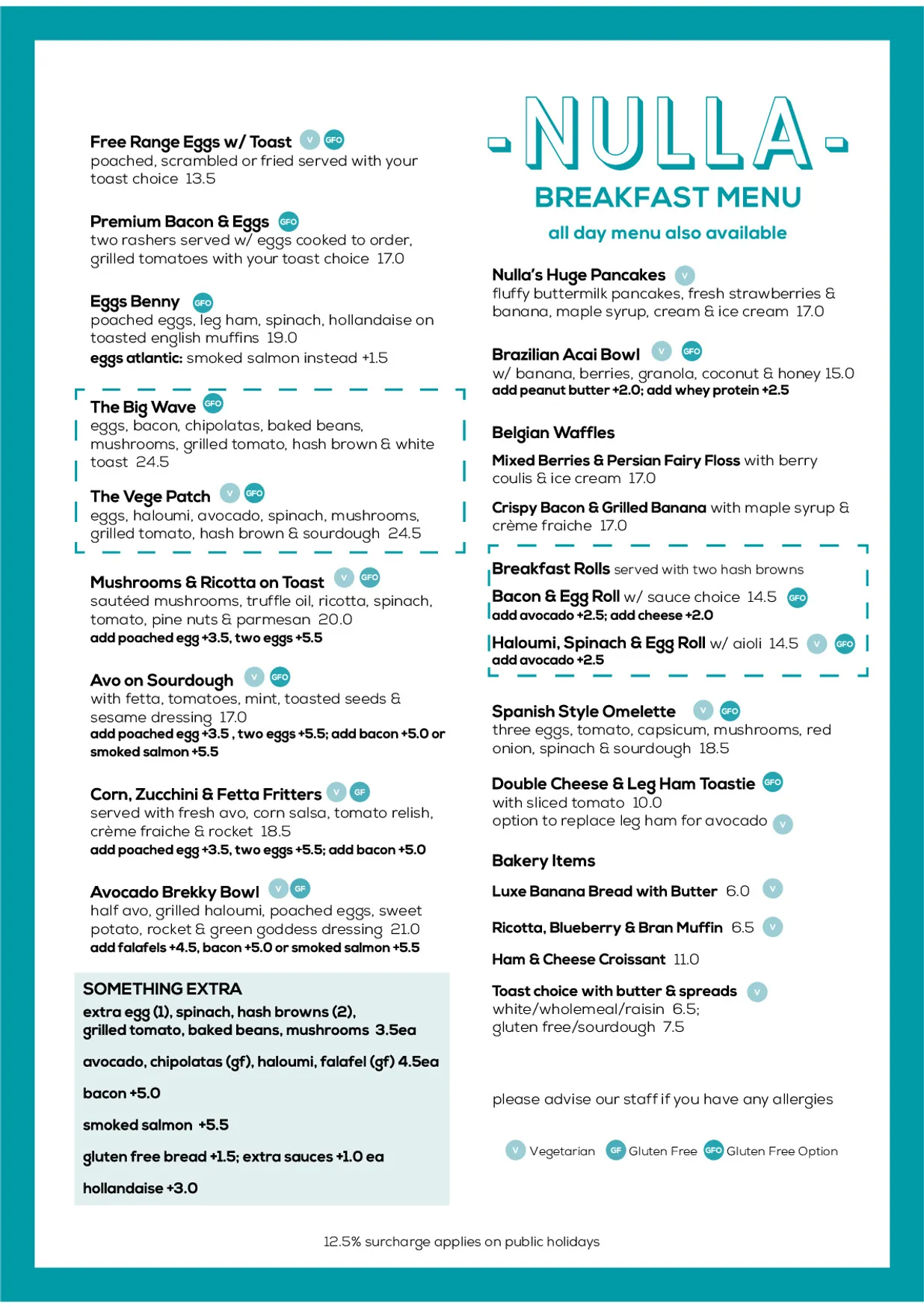 Nulla Nulla Cafe menu, page 4