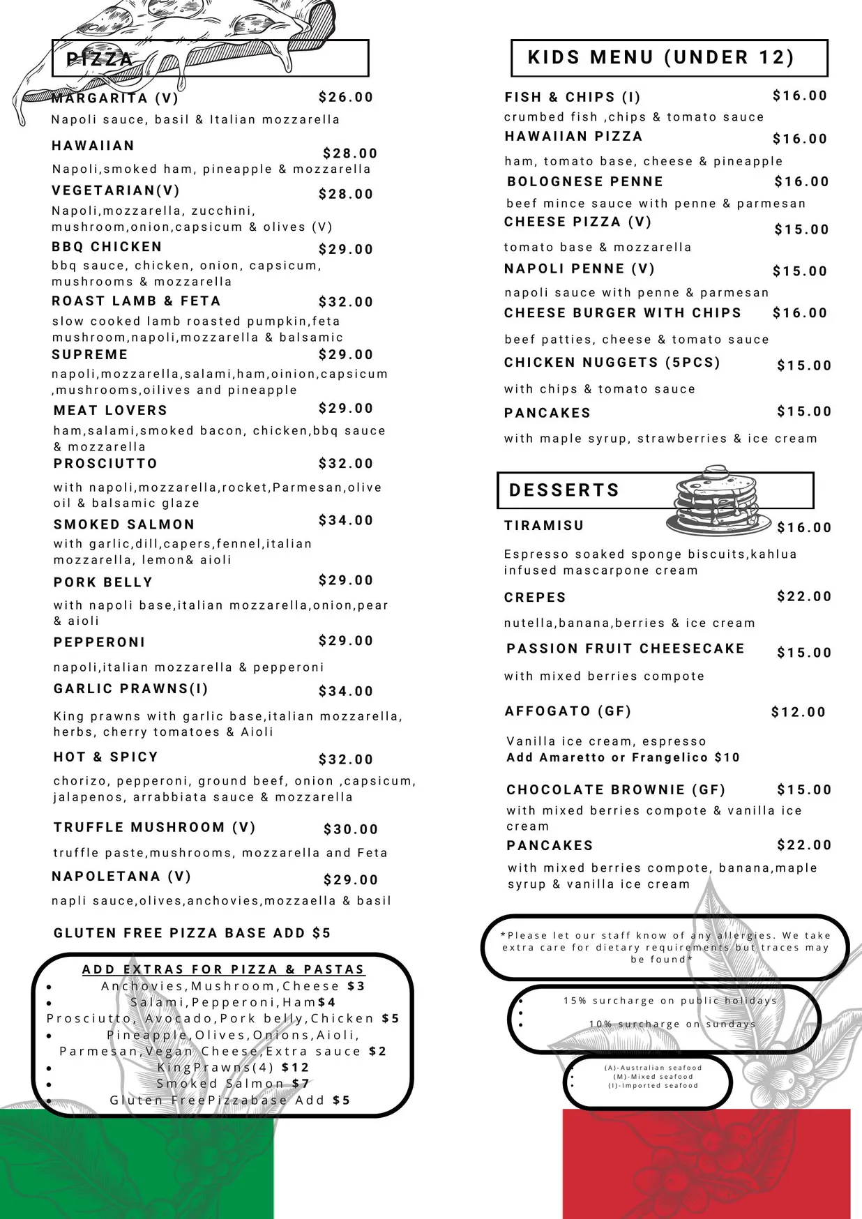 Craft Italian Restaurant & Bar menu, page 2