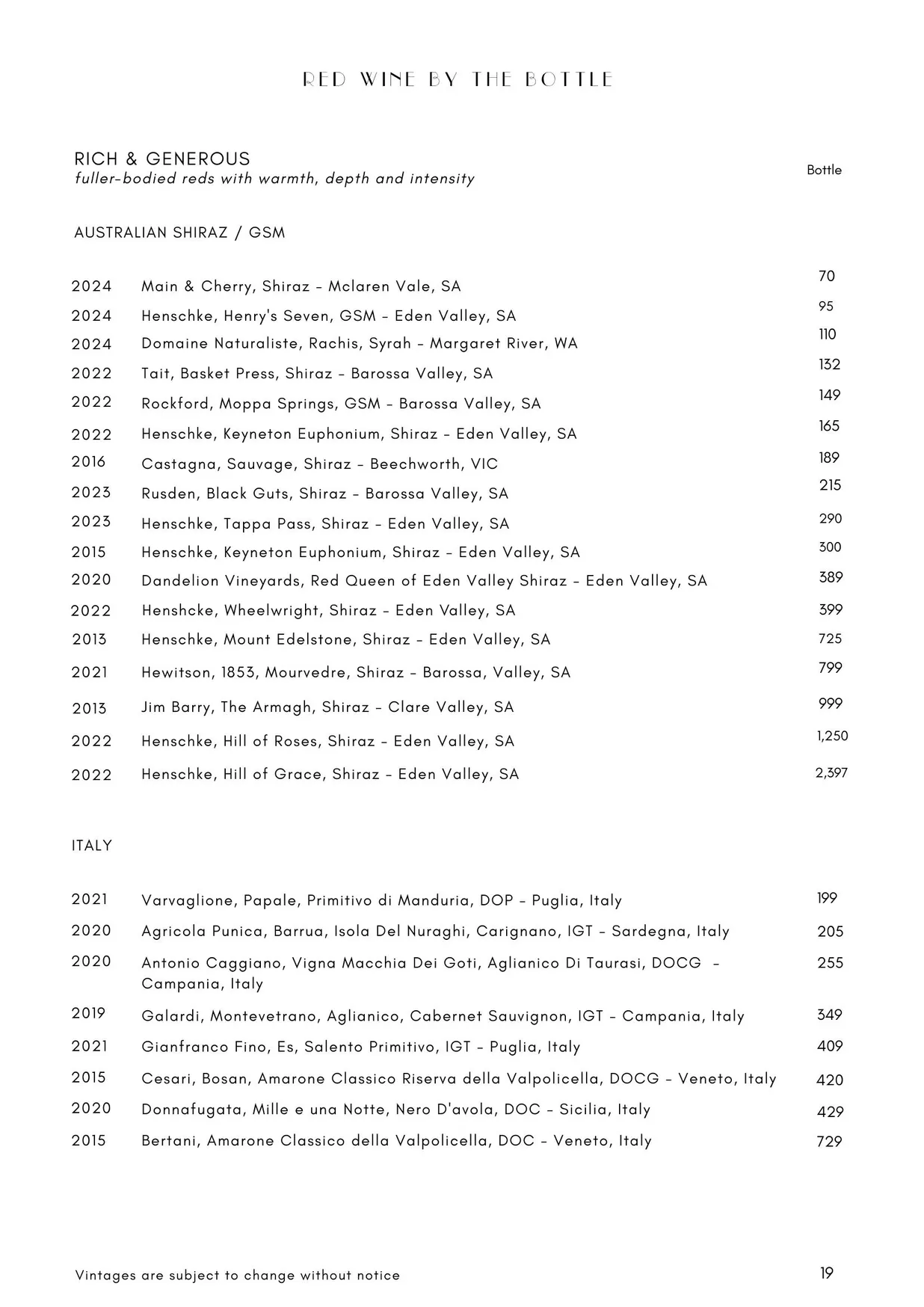 Antica menu, page 23