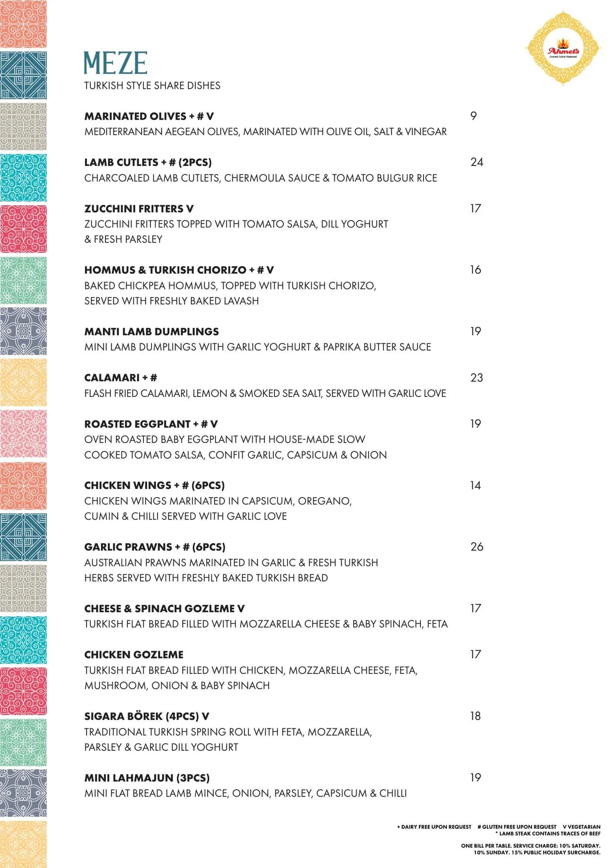 Ahmet's Turkish Restaurant menu, page 4