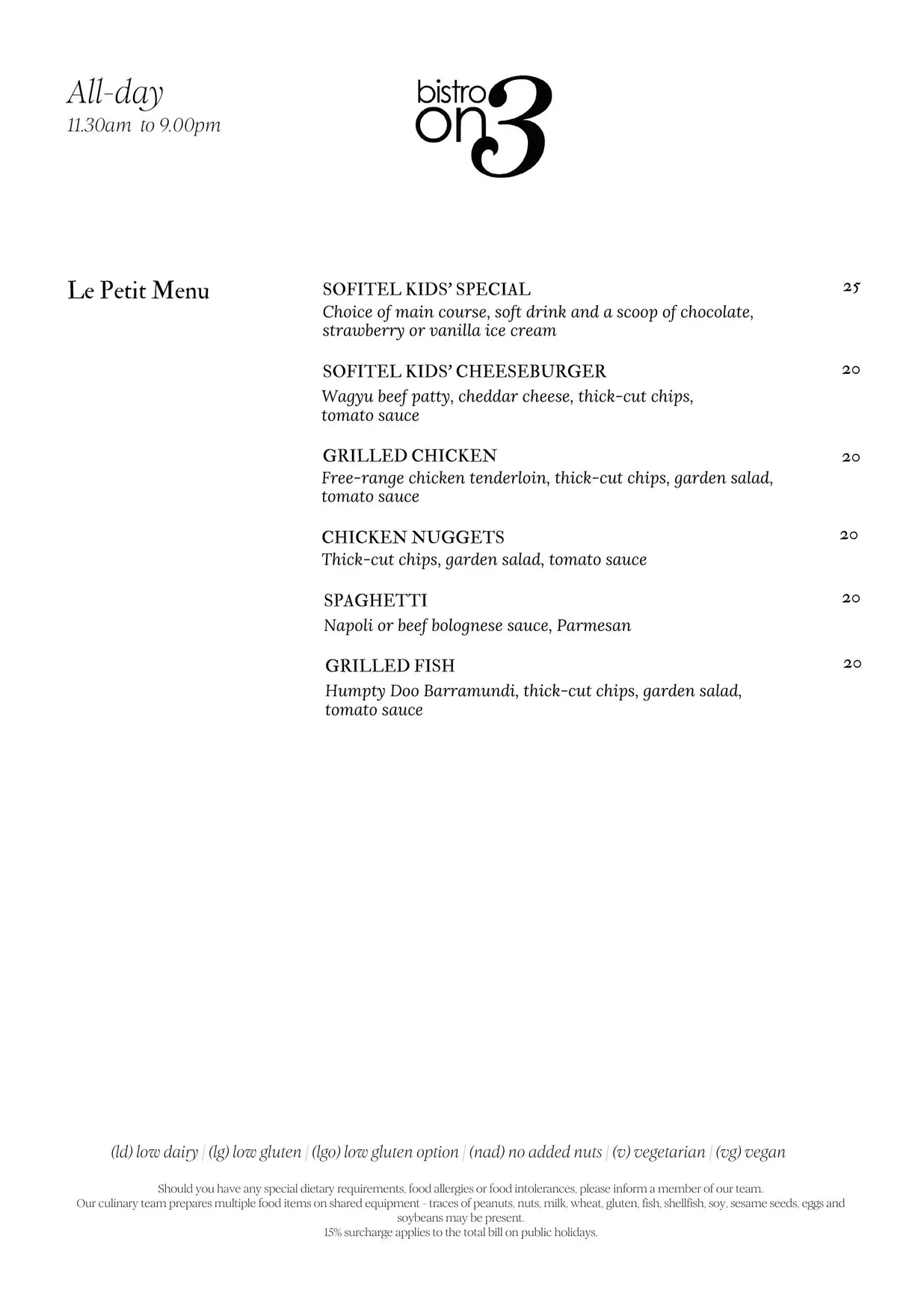 Bistro On3 menu, page 4