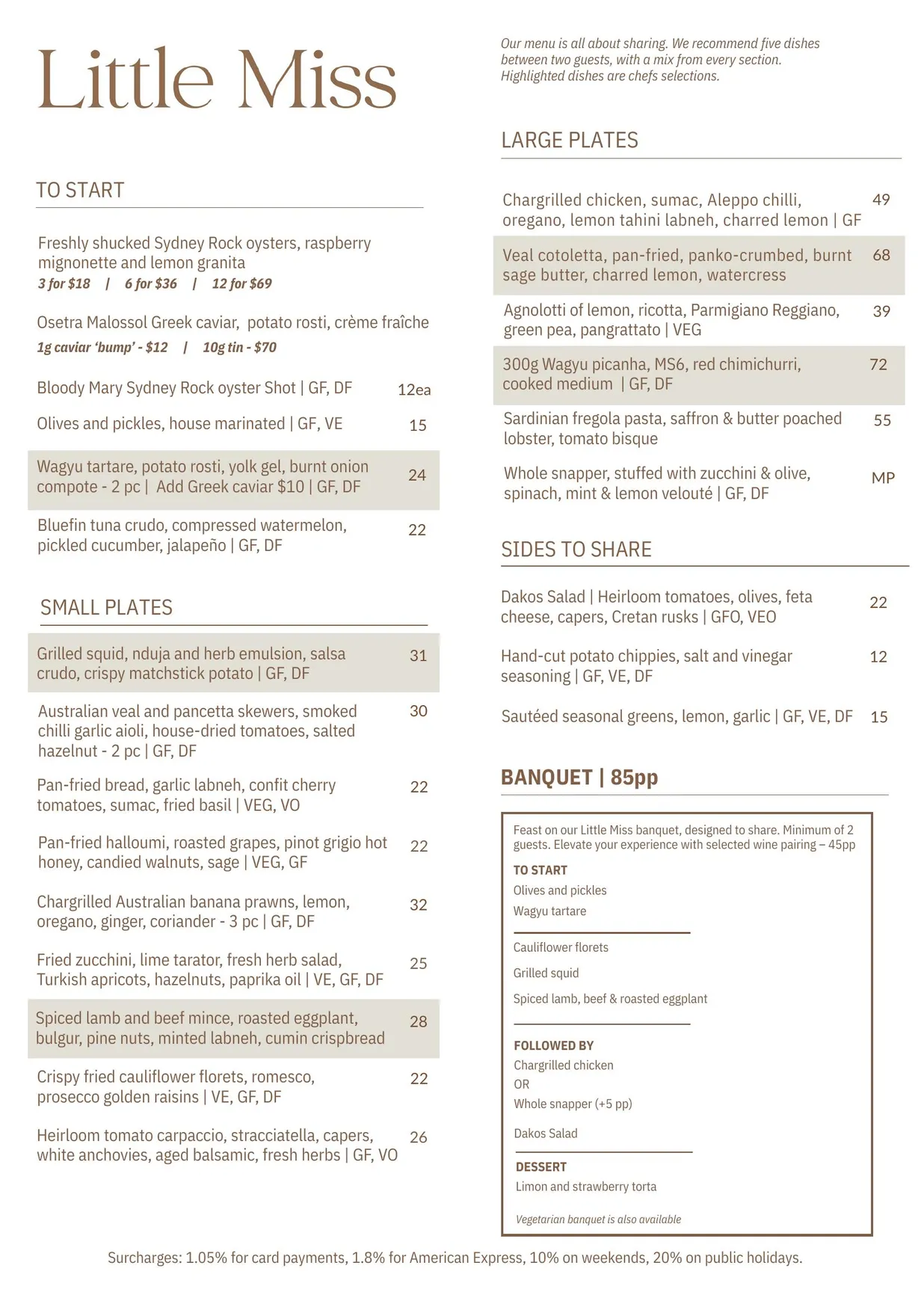 Little Miss menu, page 1