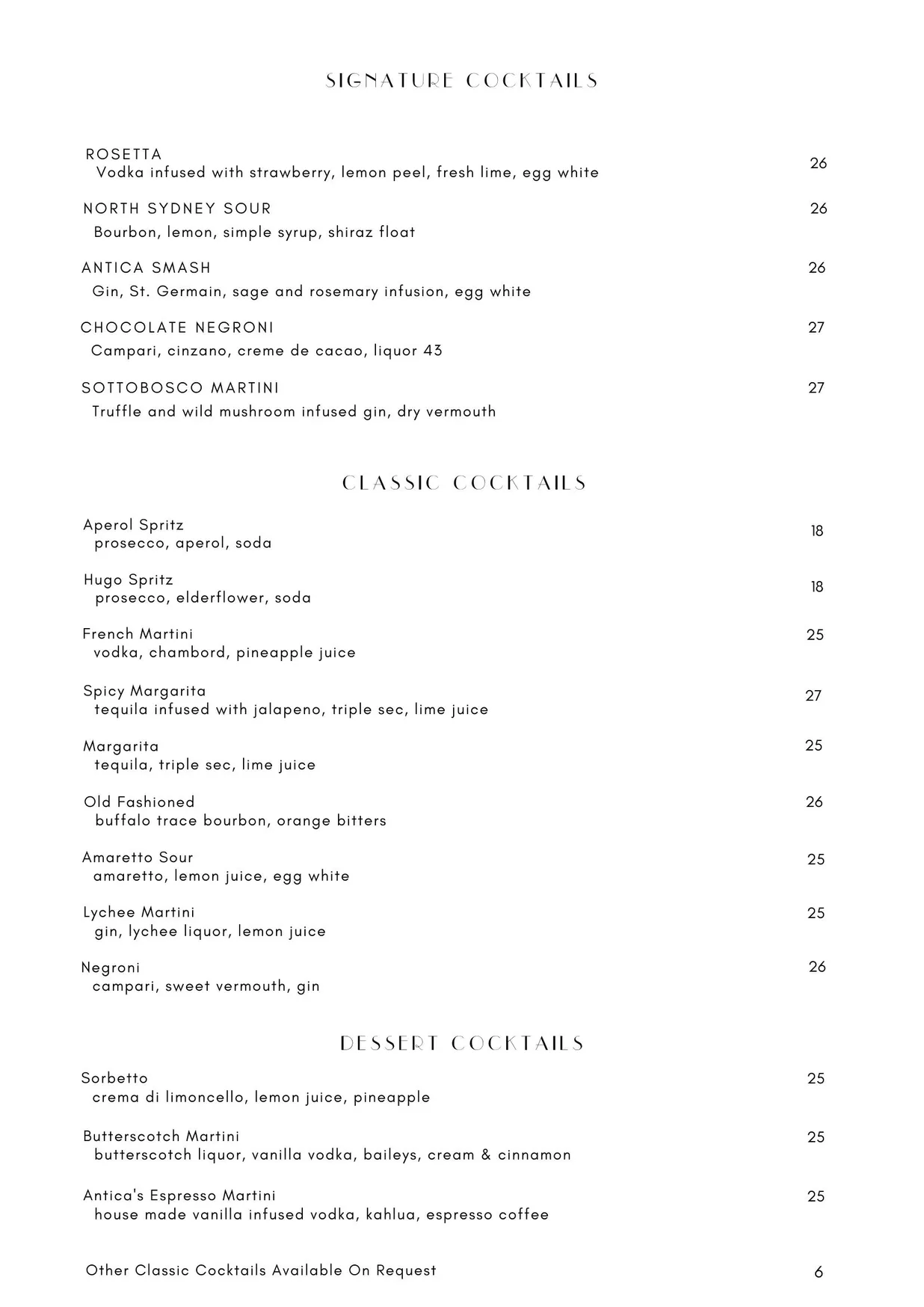 Antica menu, page 10