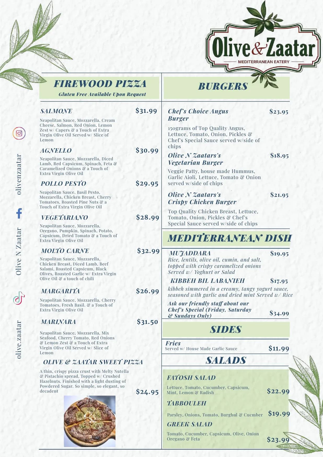 Olive & Zaatar menu, page 2