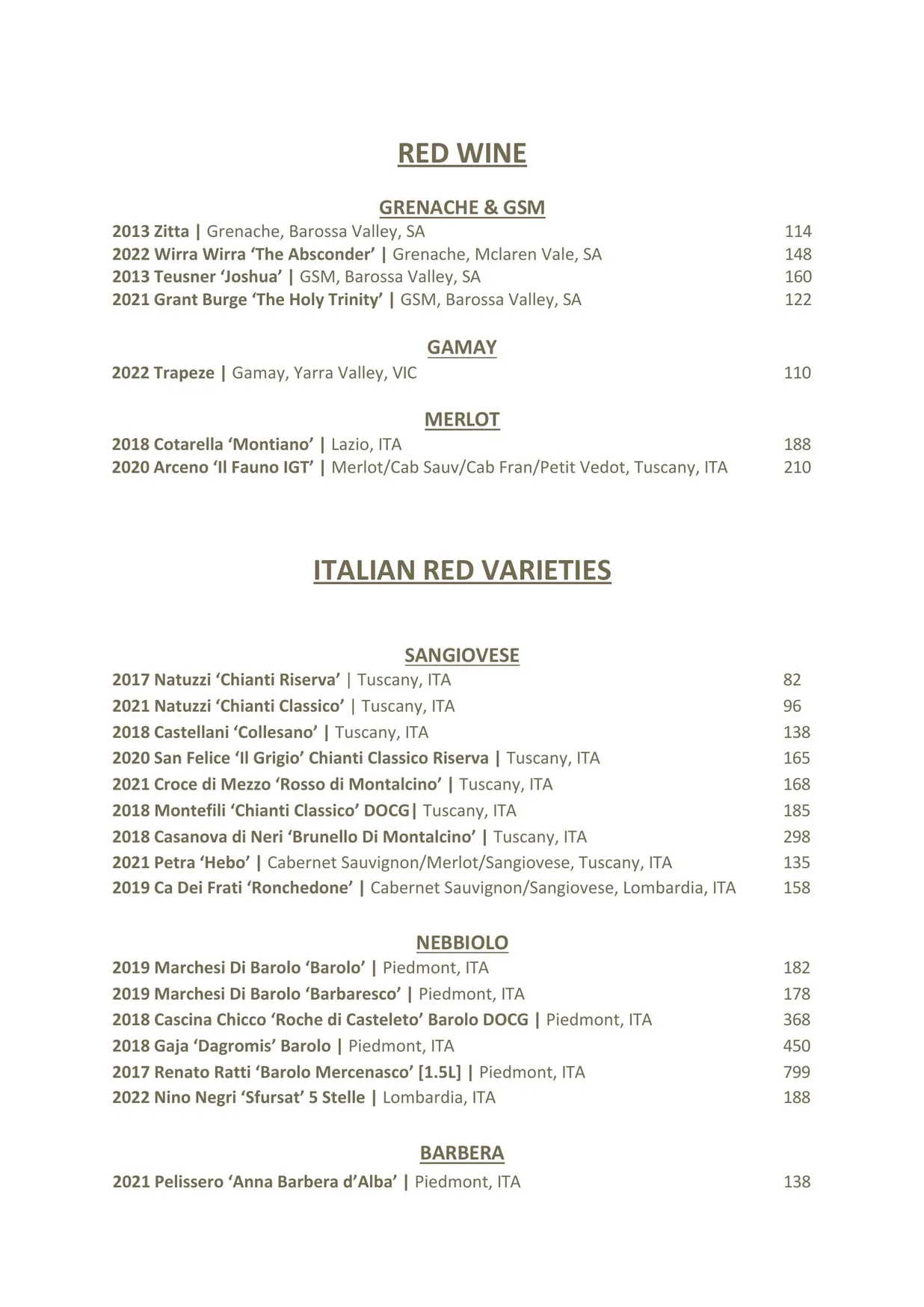 Olio Kensington Street menu, page 11