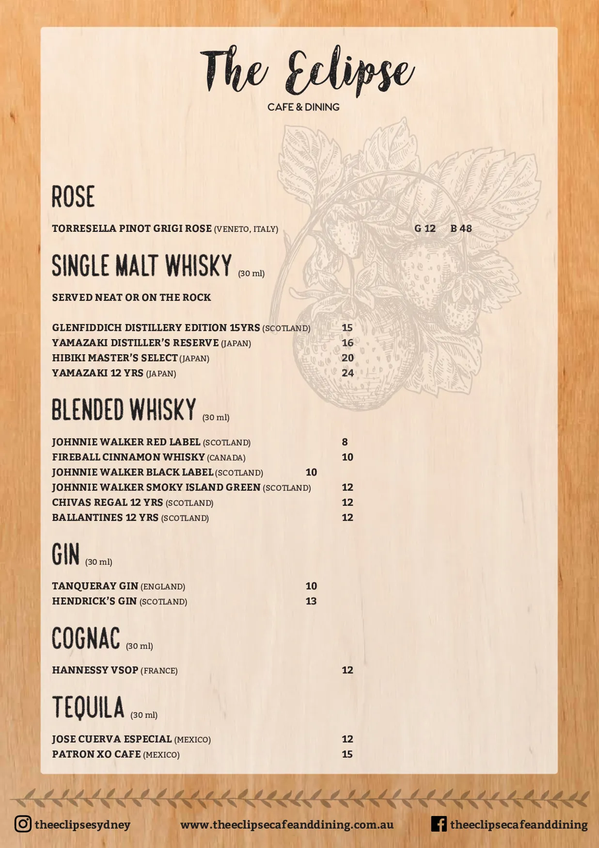 The Eclipse Cafe & Dining menu, page 6