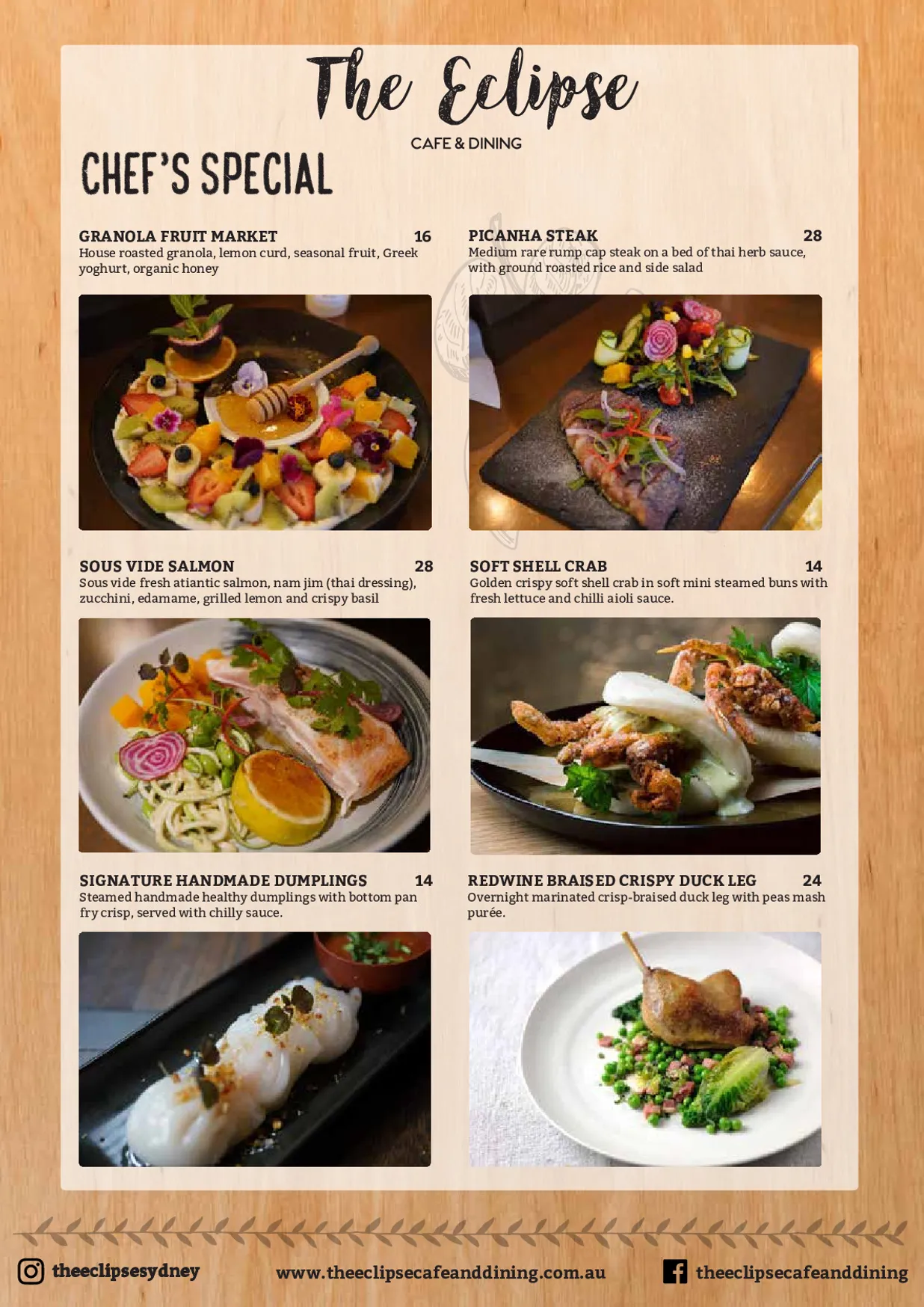 The Eclipse Cafe & Dining menu, page 10