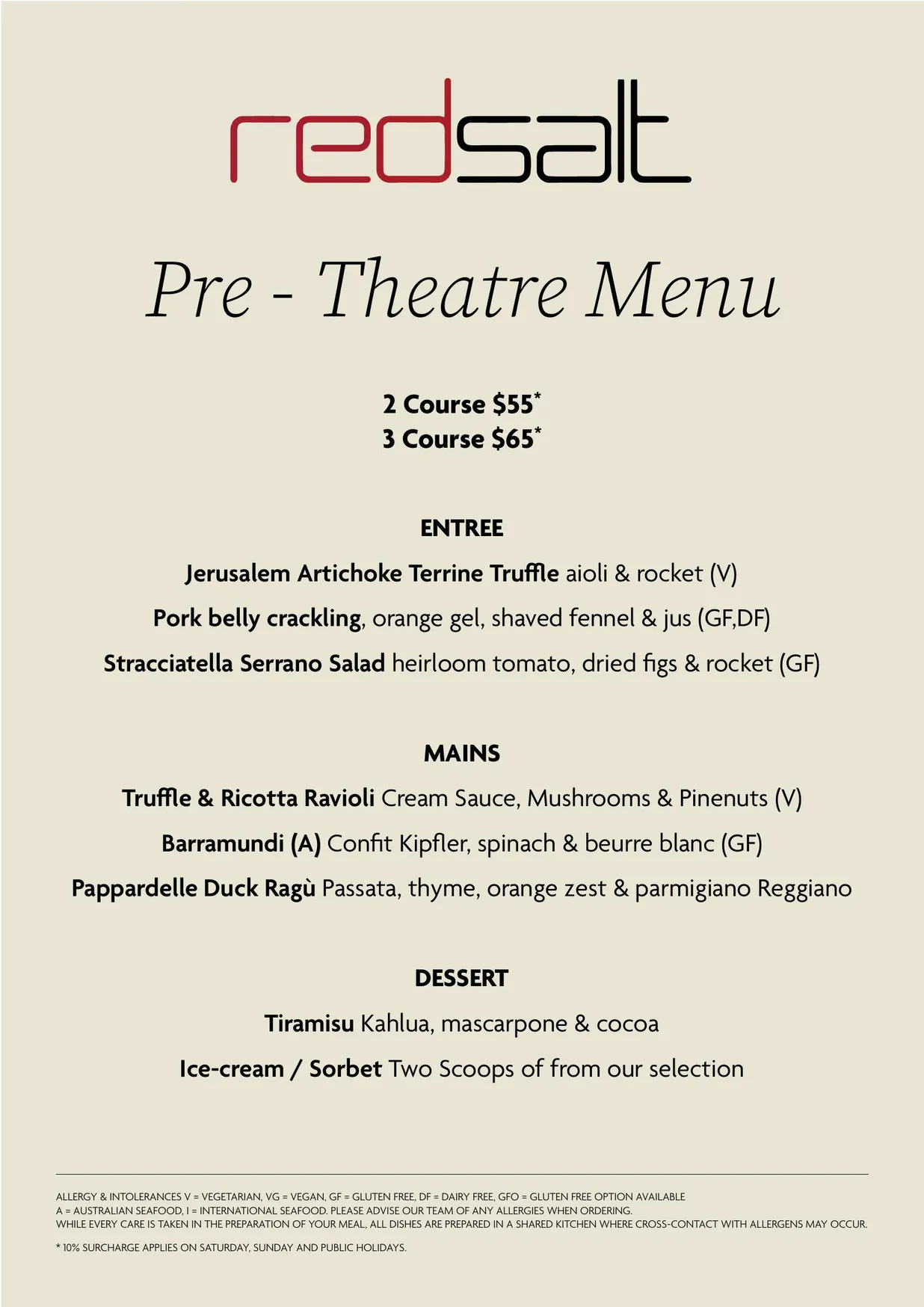 Redsalt Restaurant menu, page 3