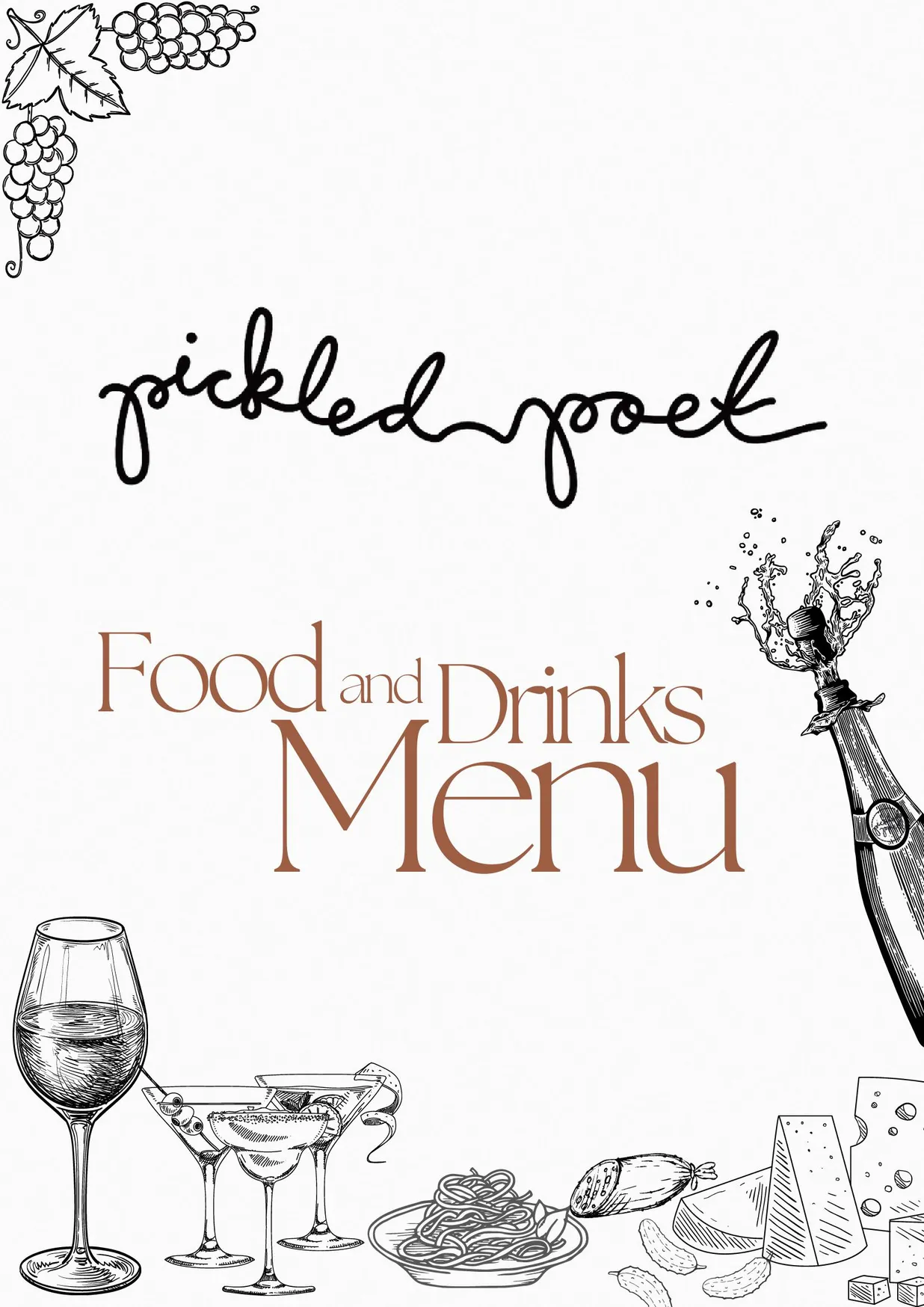Pickled Poet menu, page 1