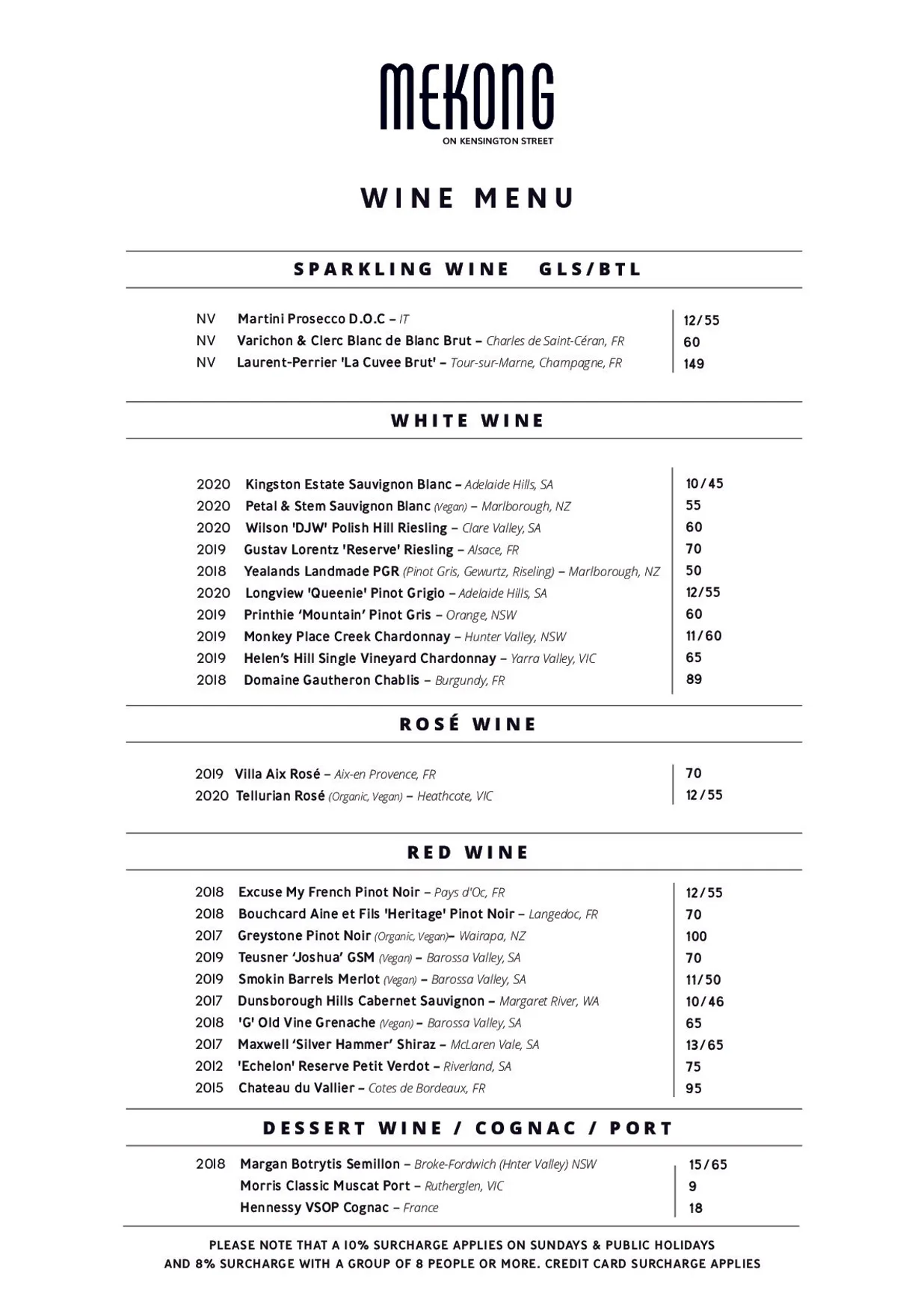Mekong on Kensington Street menu, page 4