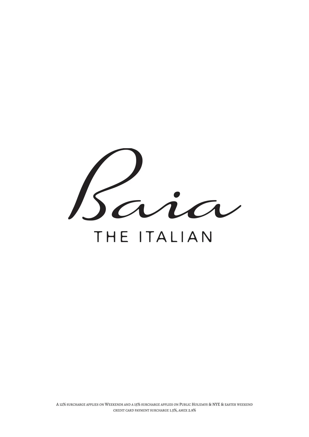 Baia The Italian menu, page 9